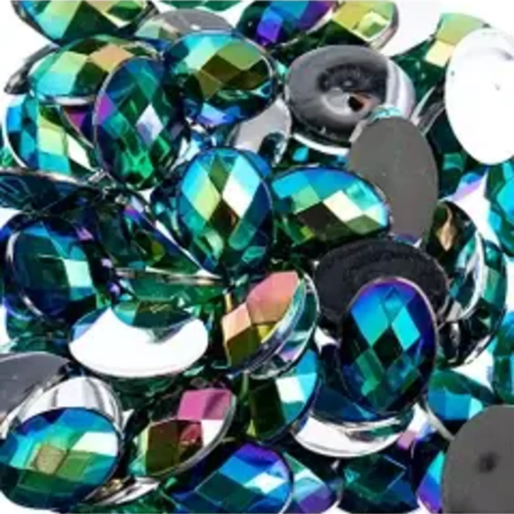 Acrylic Oval Flat Back Rhinestones 10x14mm Green AB 200pcs