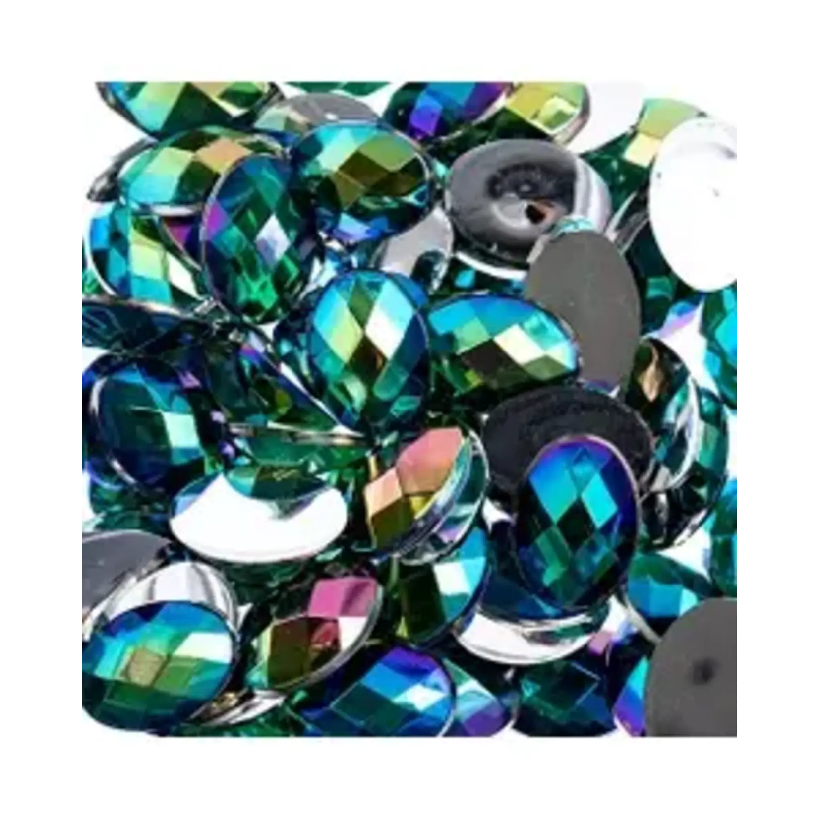 Acrylic Oval Flat Back Rhinestones 10x14mm Green AB 200pcs