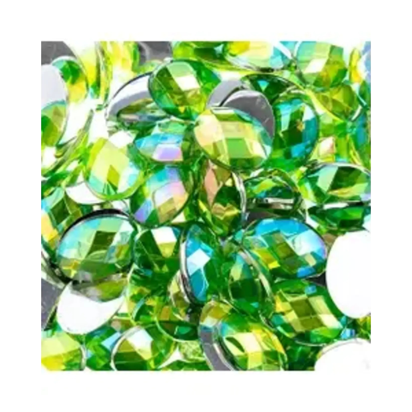 Acrylic Oval Flat Back Rhinestones 10x14mm Peridot AB 200pcs