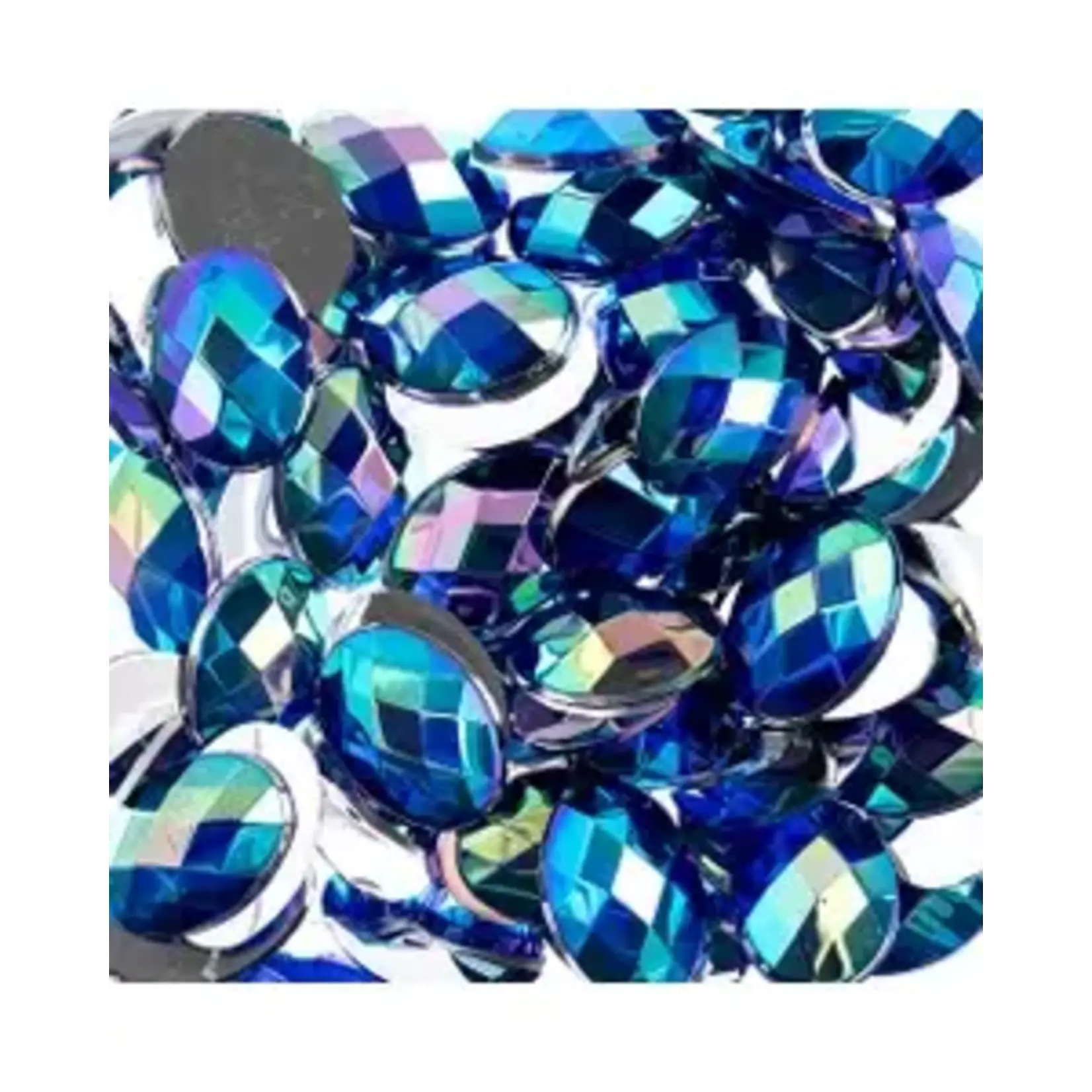 Acrylic Oval Flat Back Rhinestones 10x14mm Royal Blue AB 200pcs