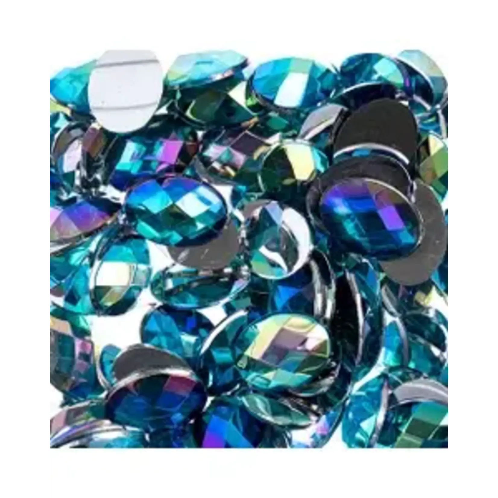 Acrylic Oval Flat Back Rhinestones 10x14mm Turquoise AB 200pcs