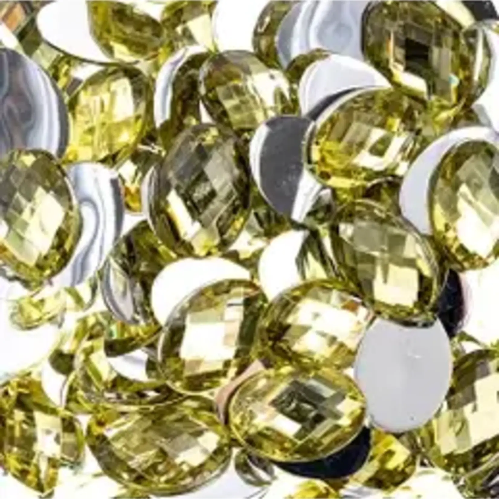 Acrylic Oval Flat Back Rhinestones 10x14mm Yellow 200pcs