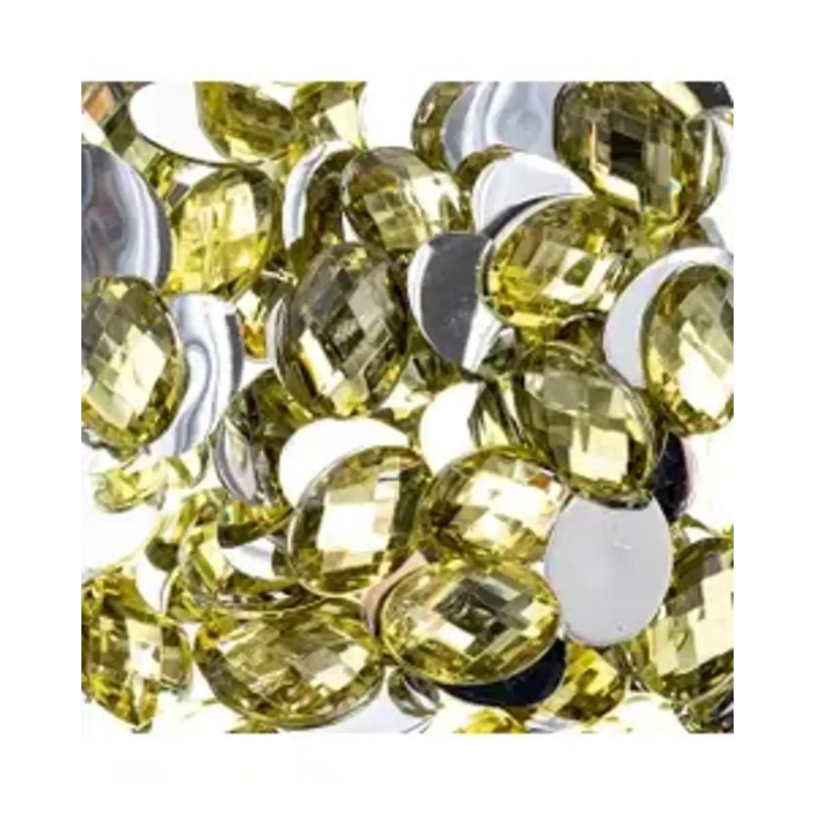 Acrylic Oval Flat Back Rhinestones 10x14mm Yellow 200pcs