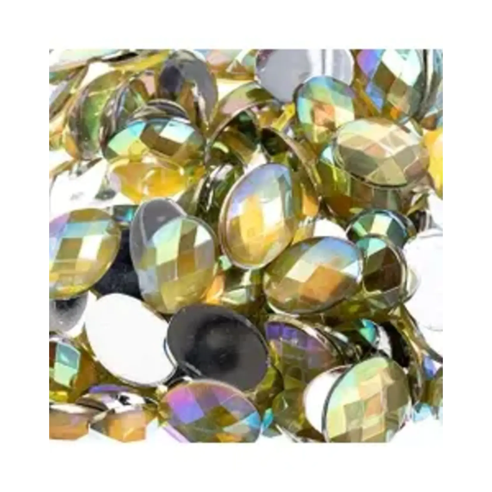 Acrylic Oval Flat Back Rhinestones 10x14mm Yellow AB 200pcs