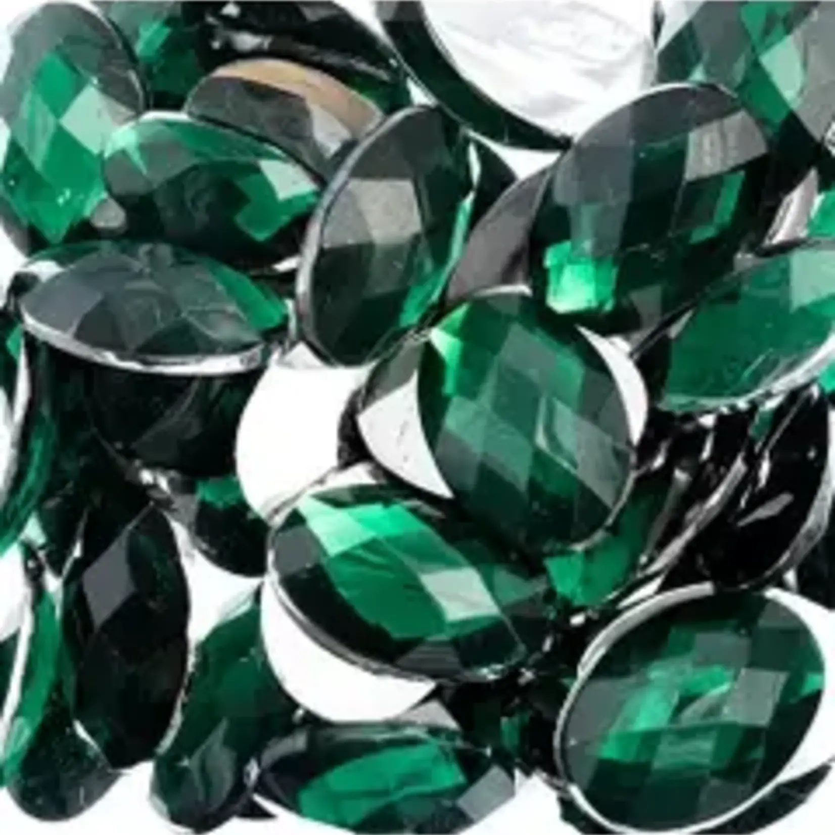 Acrylic Oval Flat Back Rhinestones 18x13mm Green 200pcs