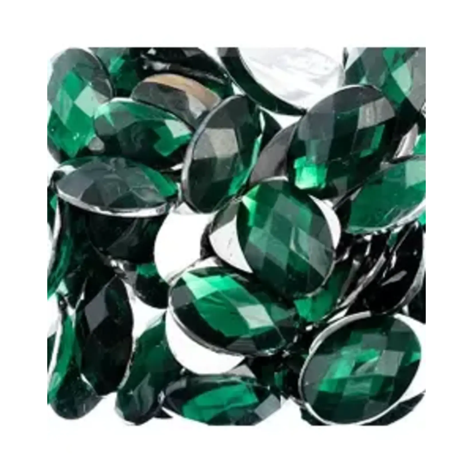 Acrylic Oval Flat Back Rhinestones 18x13mm Green 200pcs