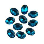 Crystal Lane DIY Sew on Rhinestone 13x 18 mm Gold Setting/Teal 20pcs