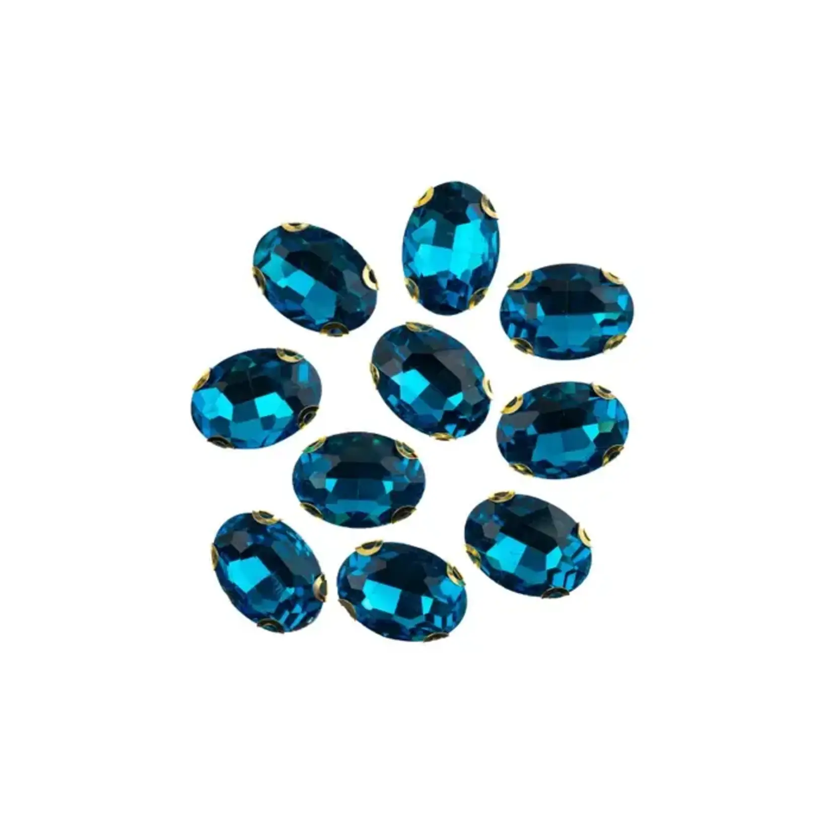 Crystal Lane DIY Sew on Rhinestone 13x 18 mm Gold Setting/Teal 20pcs
