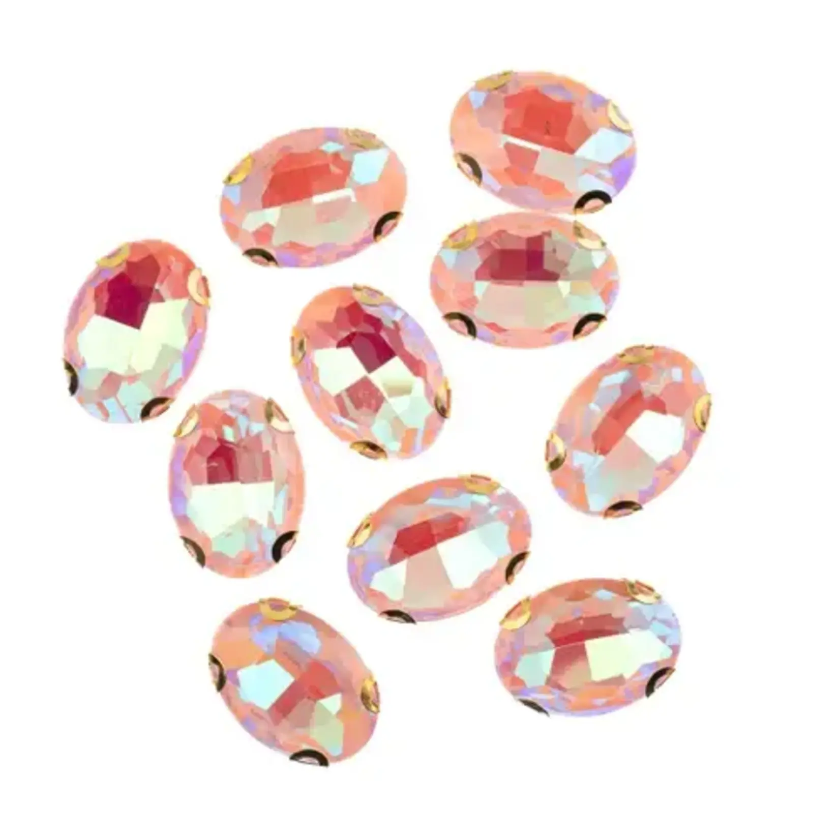 Crystal Lane DIY Sew on Rhinestone 13x 18 mm Gold Setting/Pink AB 20pcs