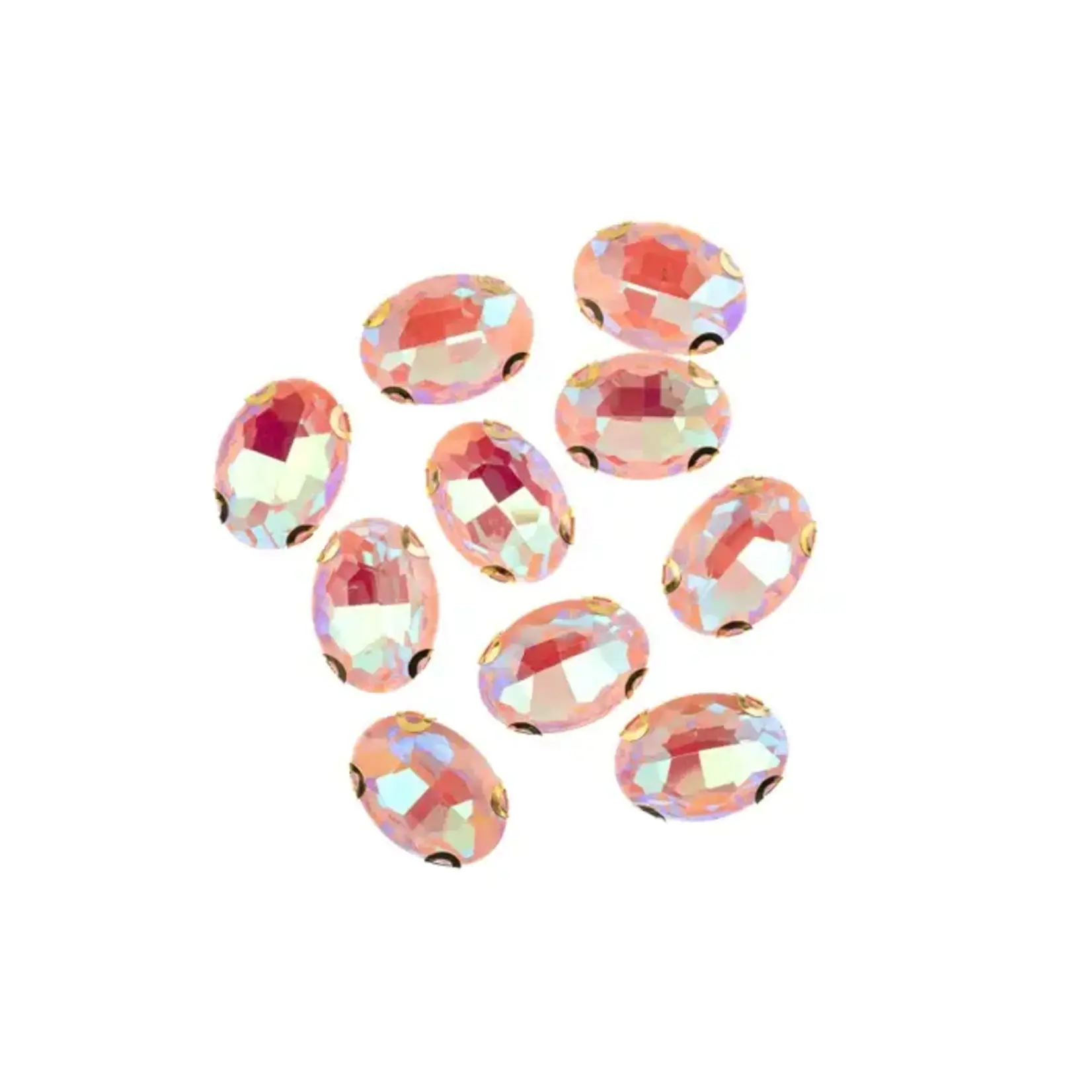 Crystal Lane DIY Sew on Rhinestone 13x 18 mm Gold Setting/Pink AB 20pcs