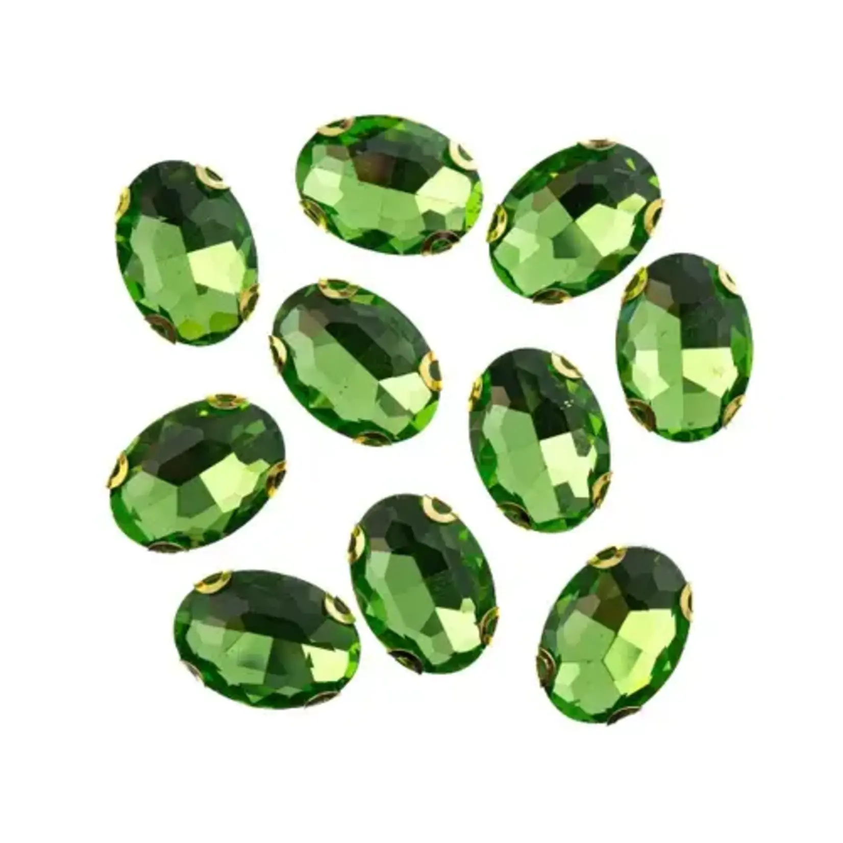 Crystal Lane DIY Sew on Rhinestone 13x 18 mm Gold Setting/Peridot 20pcs