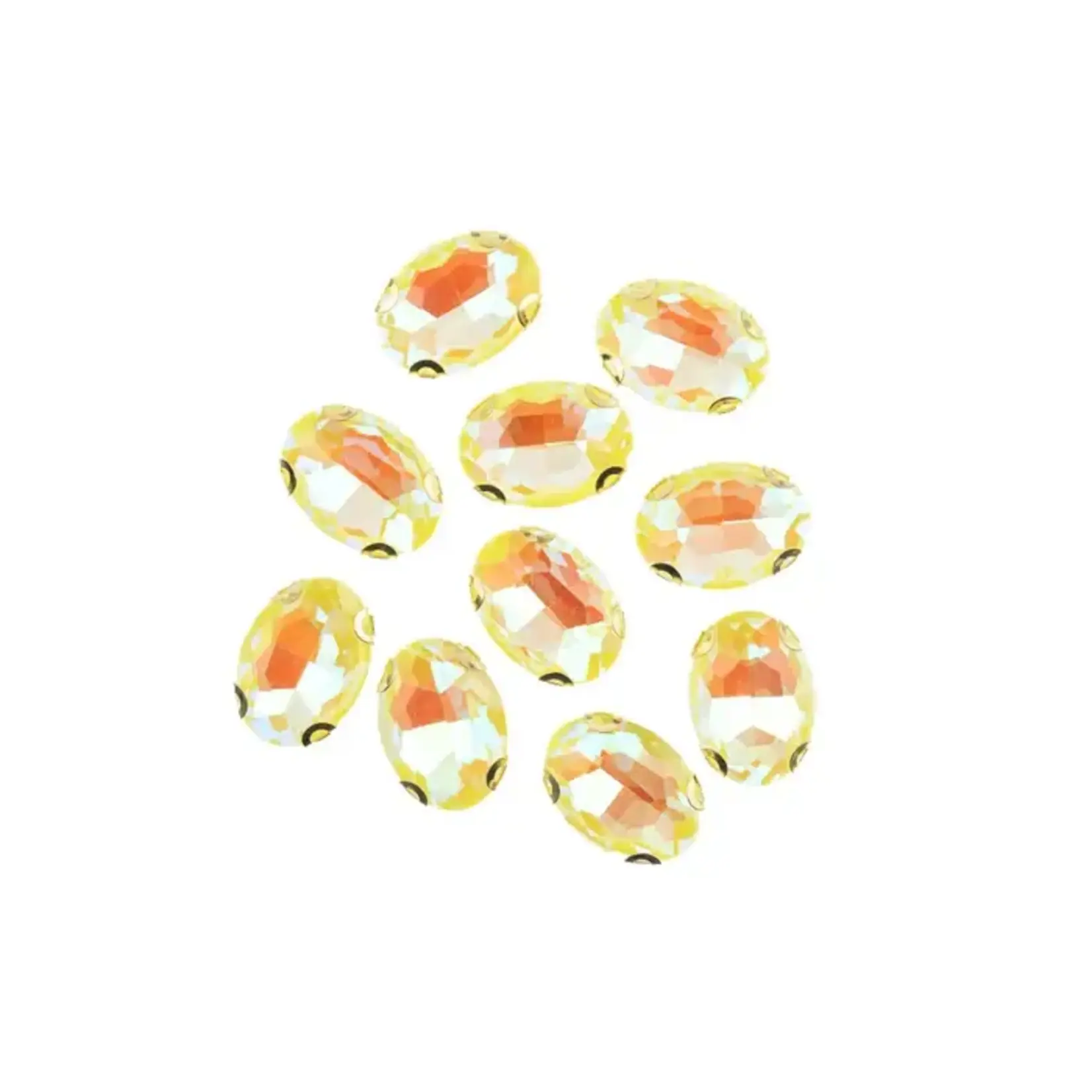 Crystal Lane DIY Sew on Rhinestone 13x 18 mm Gold Setting/Neon Yellow AB 20pcs