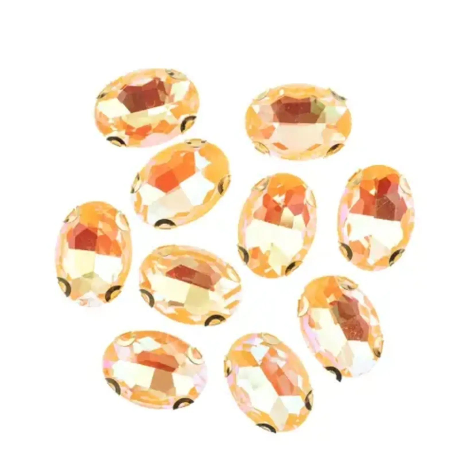 Crystal Lane DIY Sew on Rhinestone 13x 18 mm Gold Setting/Neon Orange AB 20pcs