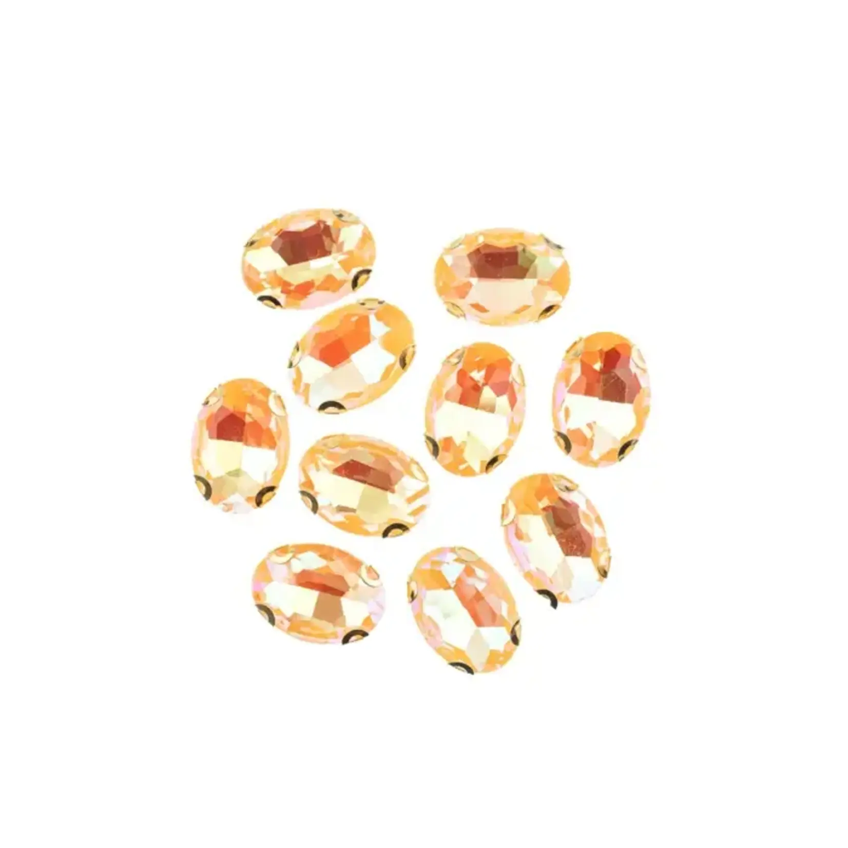 Crystal Lane DIY Sew on Rhinestone 13x 18 mm Gold Setting/Neon Orange AB 20pcs