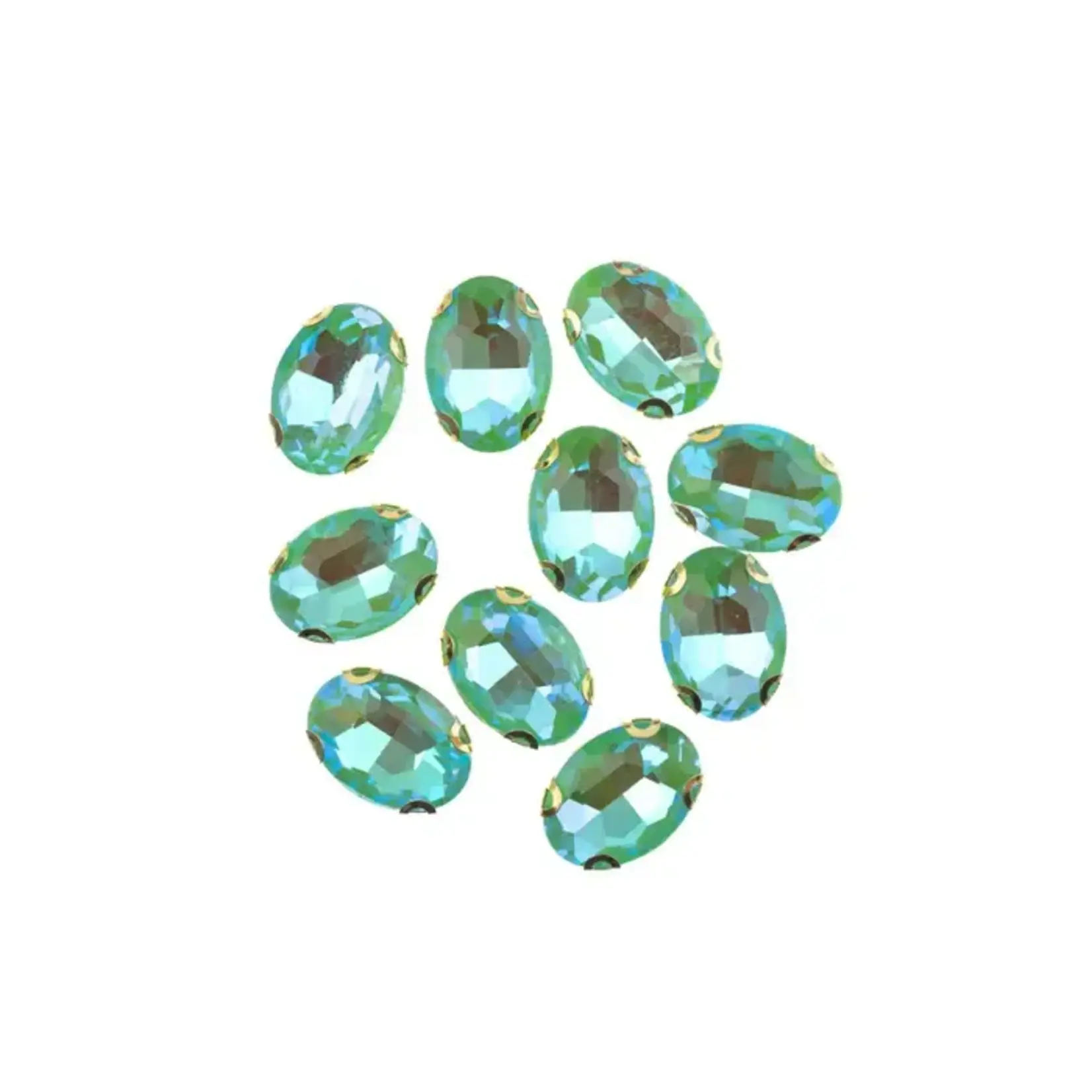 Crystal Lane DIY Sew on Rhinestone 13x 18 mm Gold Setting/Neon Green AB 20pcs