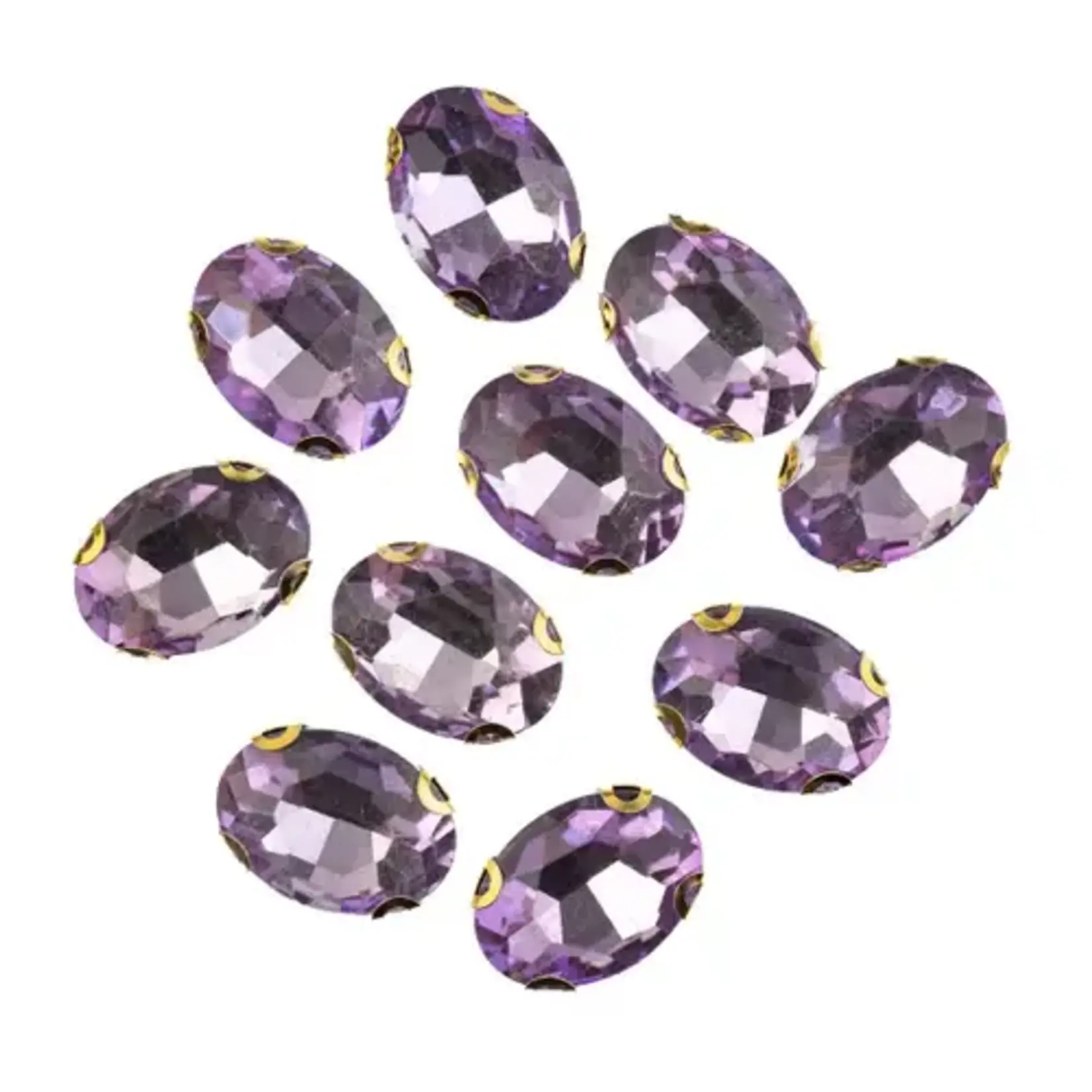 Crystal Lane DIY Sew on Rhinestone 13x 18 mm Gold Setting/Light Violet 20pcs