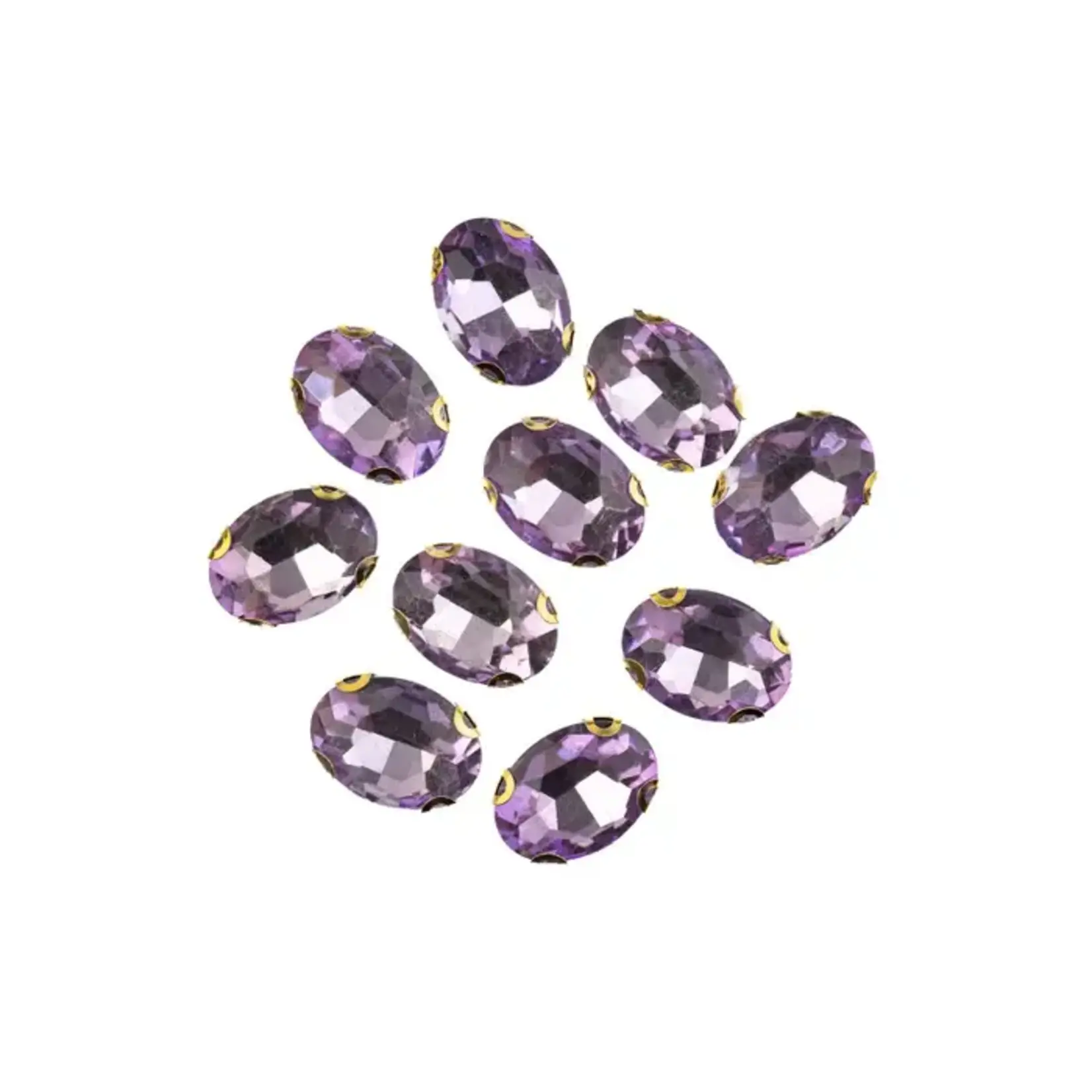 Crystal Lane DIY Sew on Rhinestone 13x 18 mm Gold Setting/Light Violet 20pcs