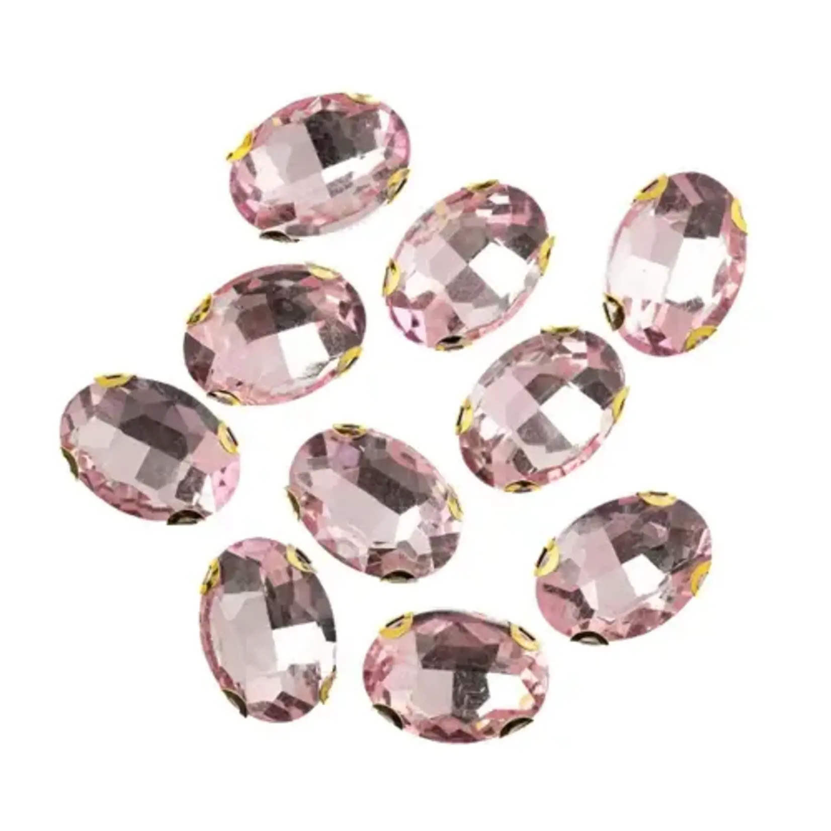 Crystal Lane DIY Sew on Rhinestone 13x 18 mm Gold Setting/Light Pink 20pcs