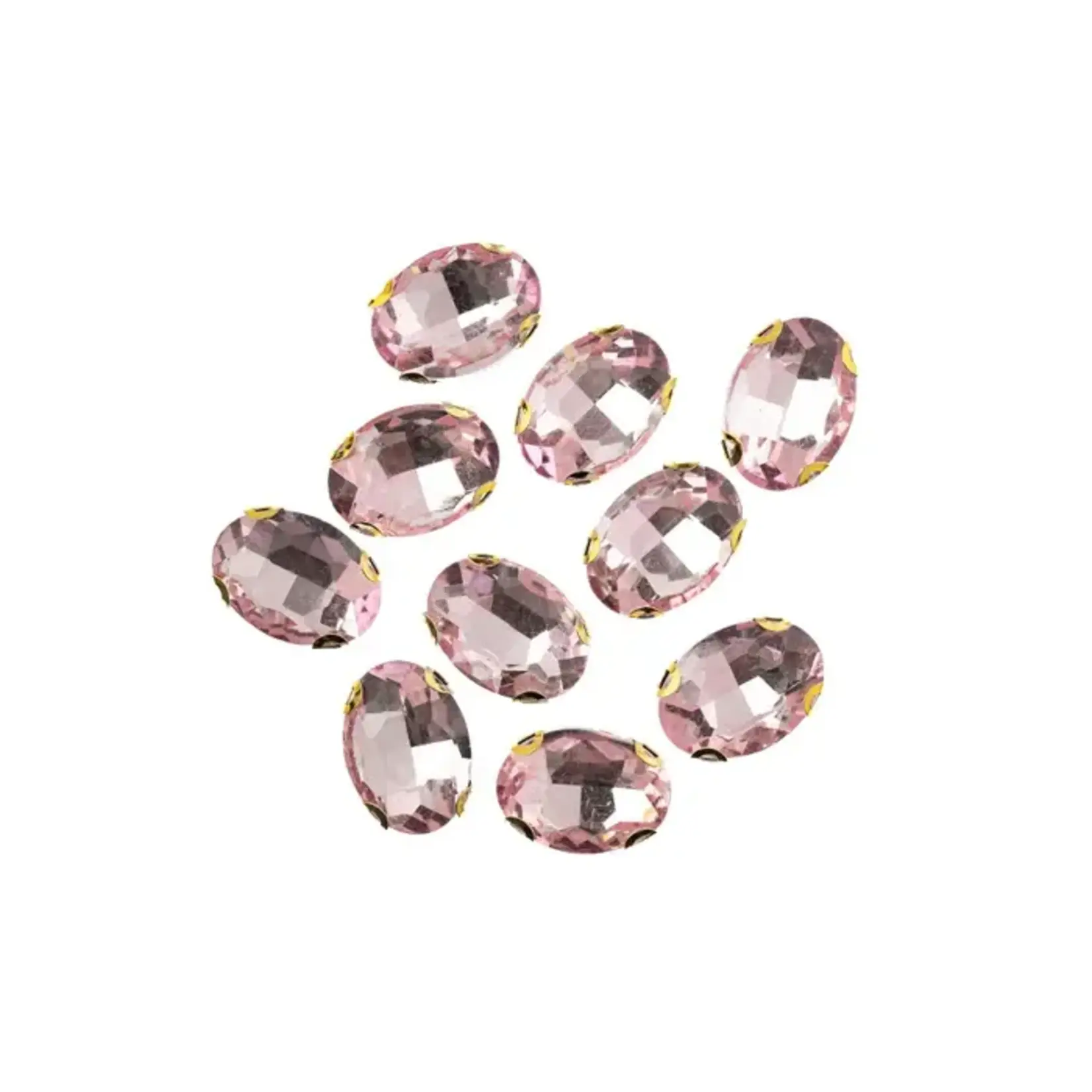 Crystal Lane DIY Sew on Rhinestone 13x 18 mm Gold Setting/Light Pink 20pcs