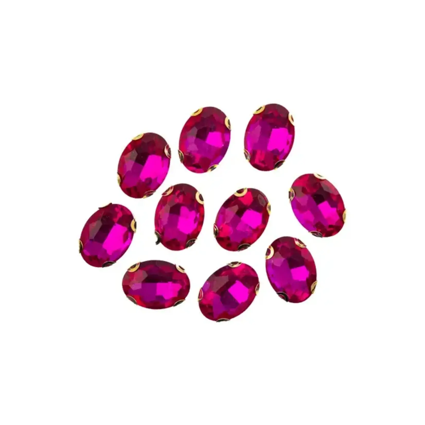 Crystal Lane DIY Sew on Rhinestone 13x 18 mm Gold Setting/Light Fuchsia 20pcs