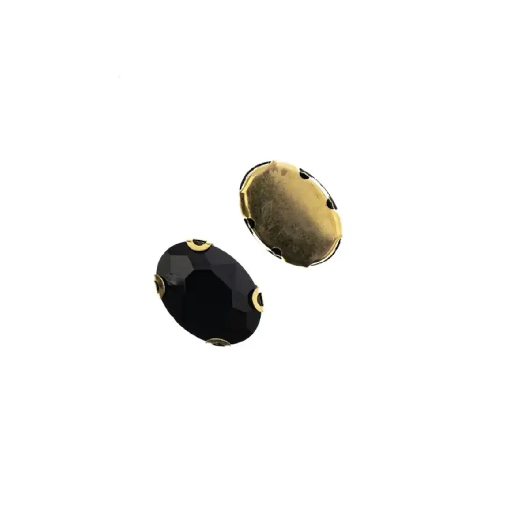 Crystal Lane DIY Sew on Rhinestone 13x 18 mm Gold Setting/Jet 20pcs