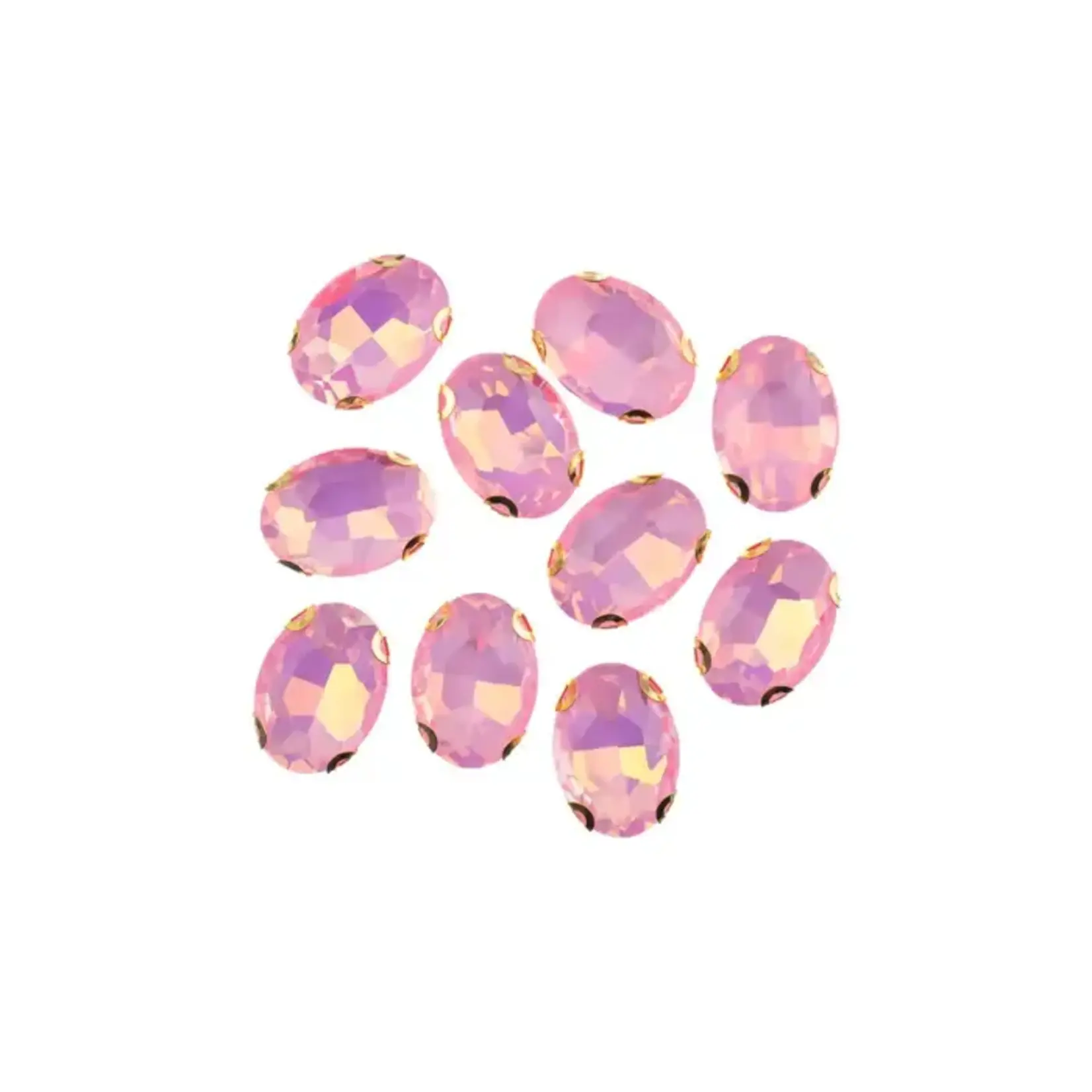 Crystal Lane DIY Sew on Rhinestone 13x 18 mm Gold Setting/Hot Pink Opal 20pcs