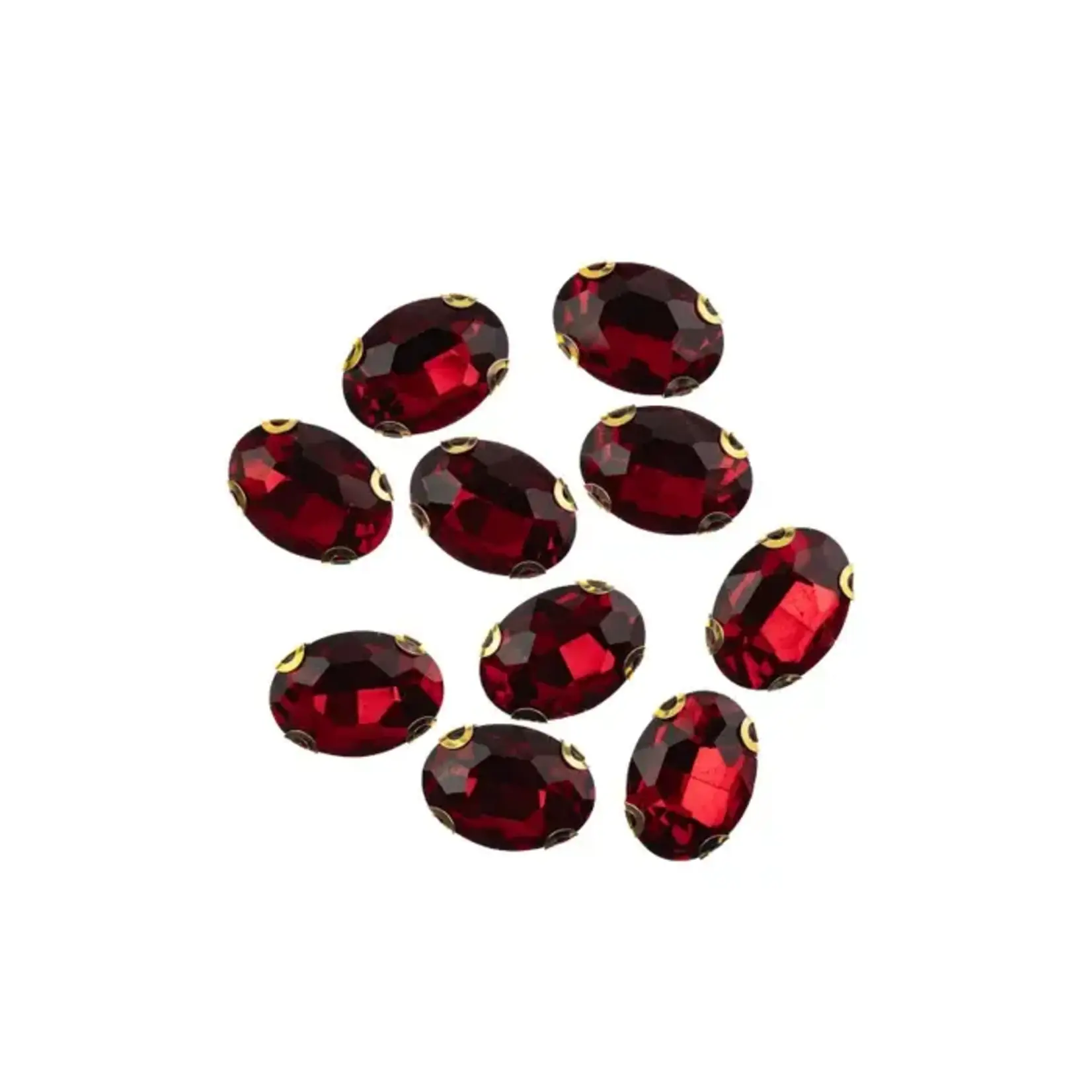 Crystal Lane DIY Sew on Rhinestone 13x 18 mm Gold Setting/Garnet 20pcs
