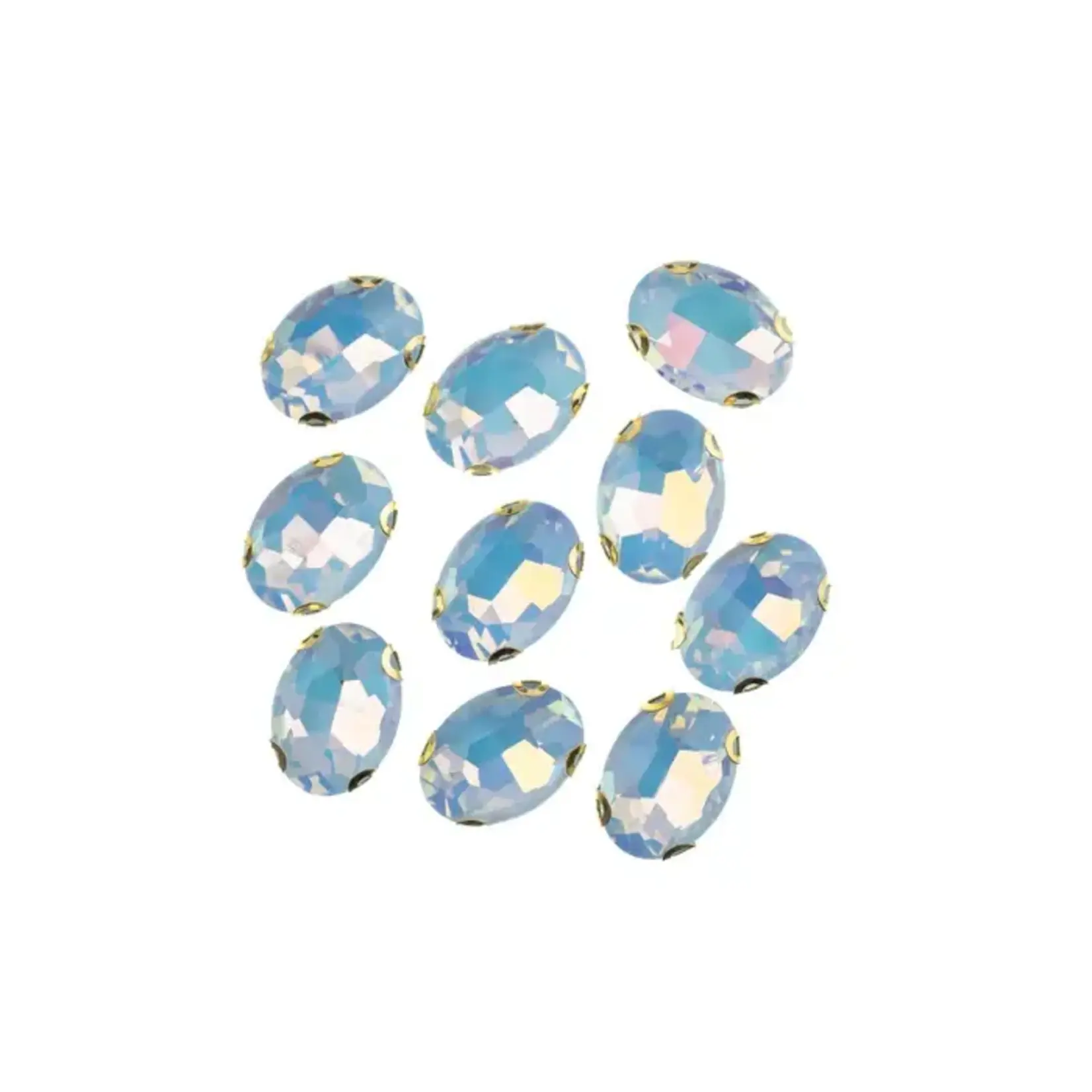 Crystal Lane DIY Sew on Rhinestone 13x 18 mm Gold Setting/Blue Opal 20pcs