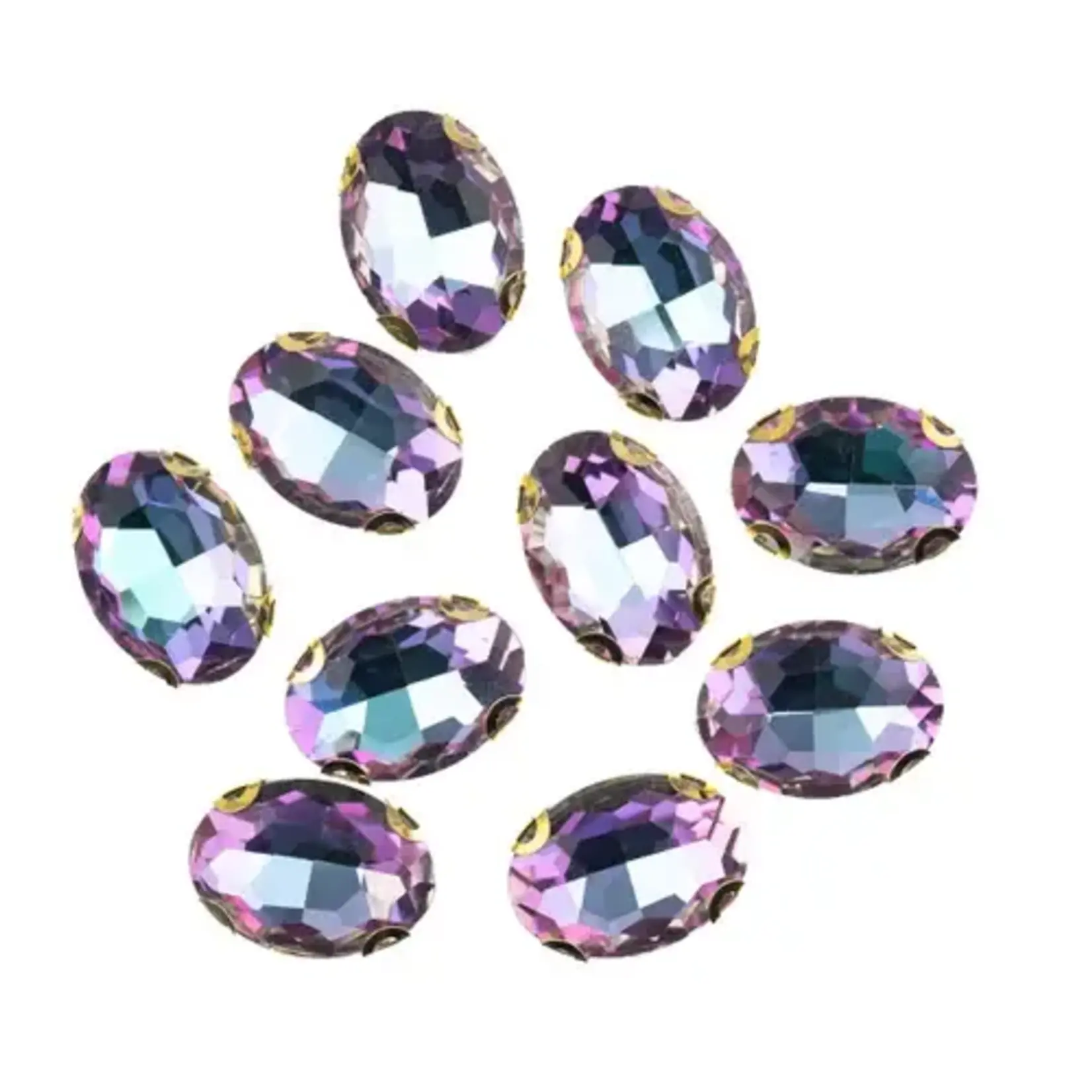 Crystal Lane DIY Sew on Rhinestone 13x 18 mm Gold Setting/Bitrai Purple 20pcs