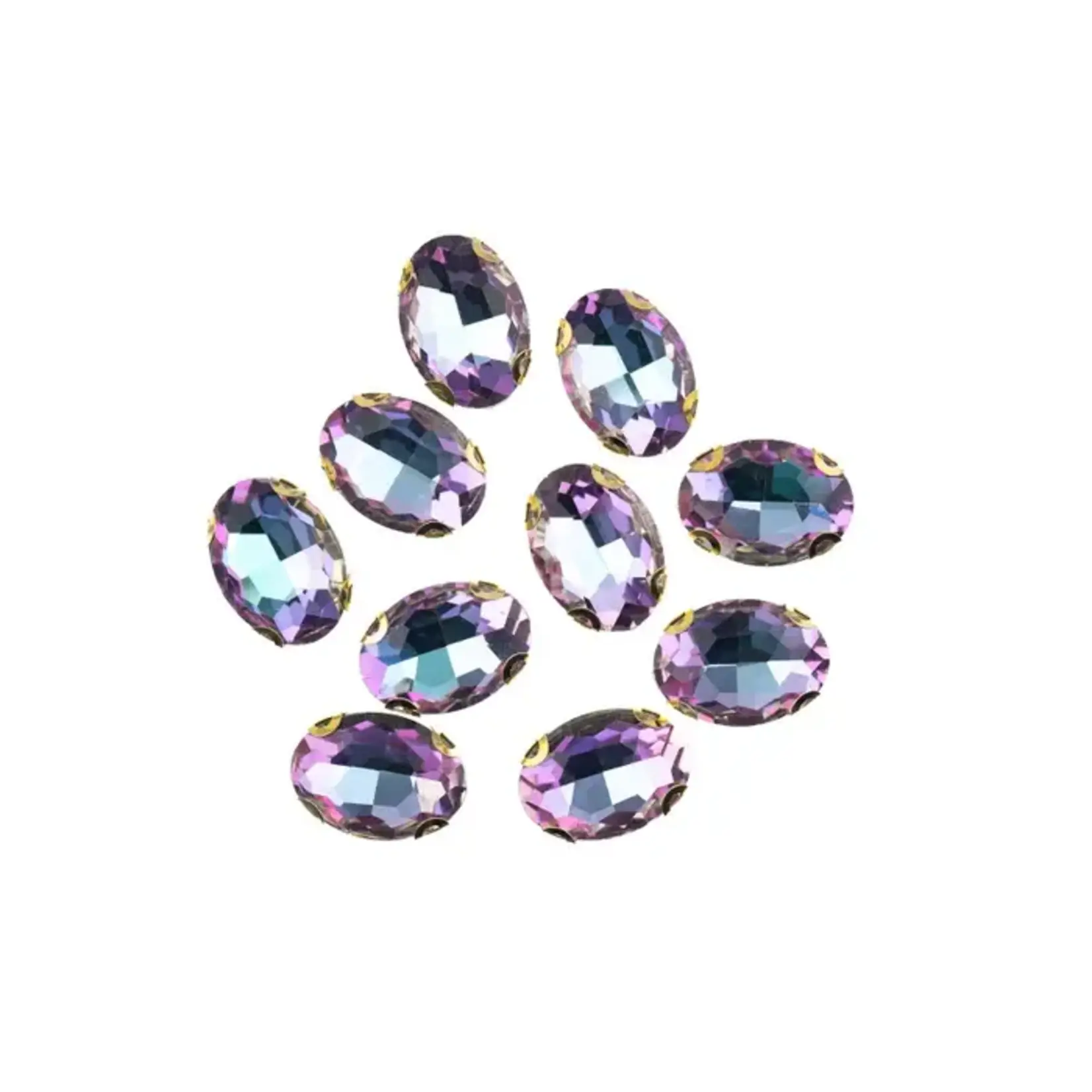 Crystal Lane DIY Sew on Rhinestone 13x 18 mm Gold Setting/Bitrai Purple 20pcs