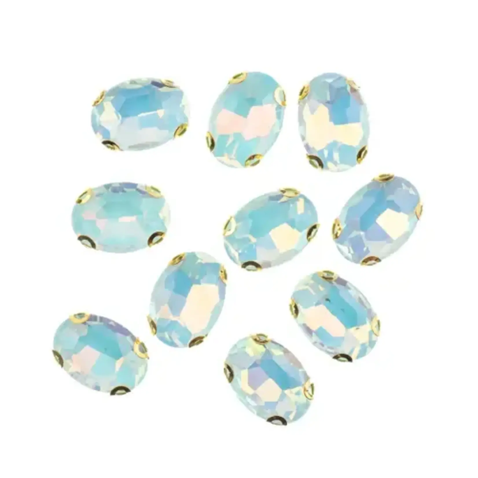 Crystal Lane DIY Sew on Rhinestone 10 x 14 mm Gold Setting/Teal Opal   20pcs