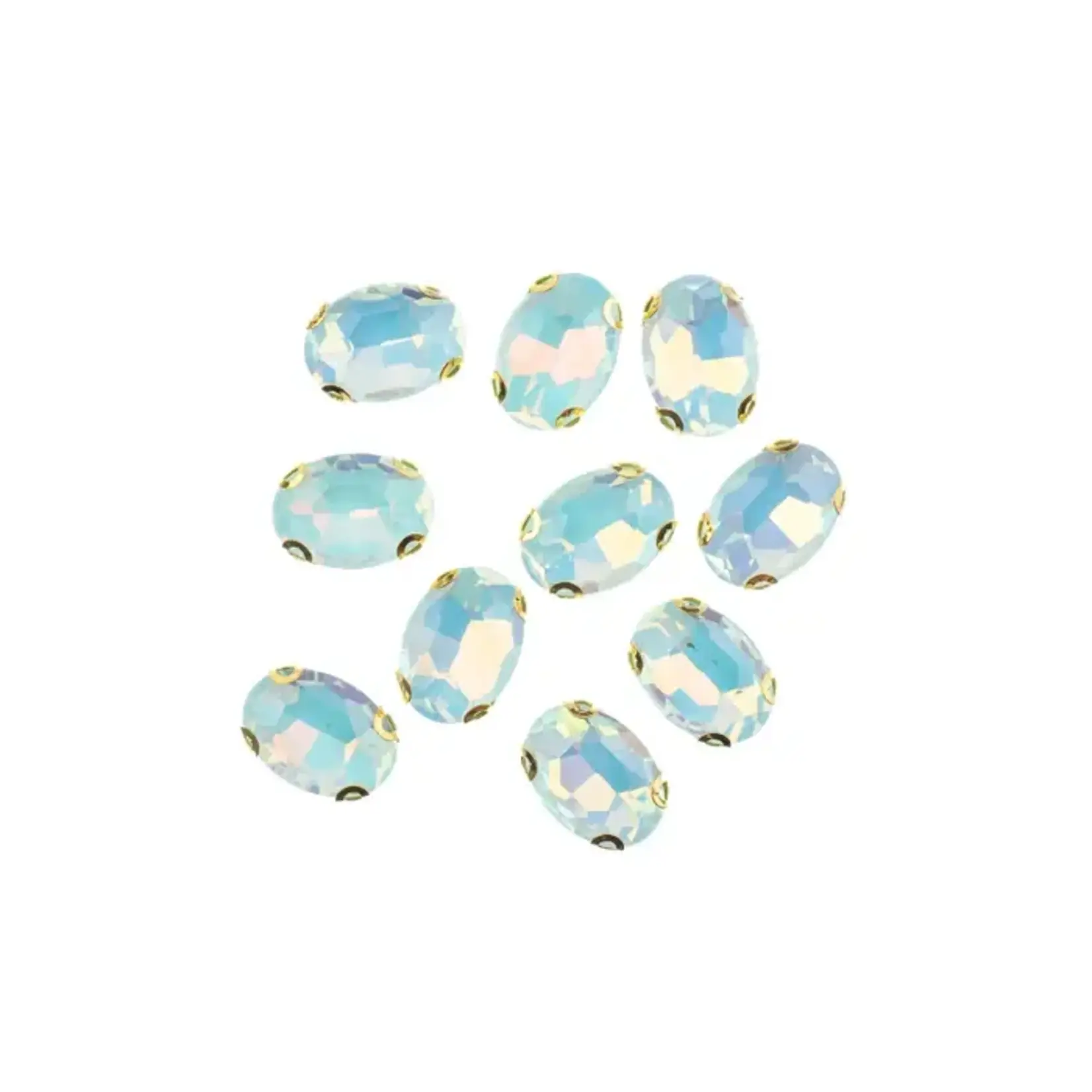 Crystal Lane DIY Sew on Rhinestone 10 x 14 mm Gold Setting/Teal Opal   20pcs