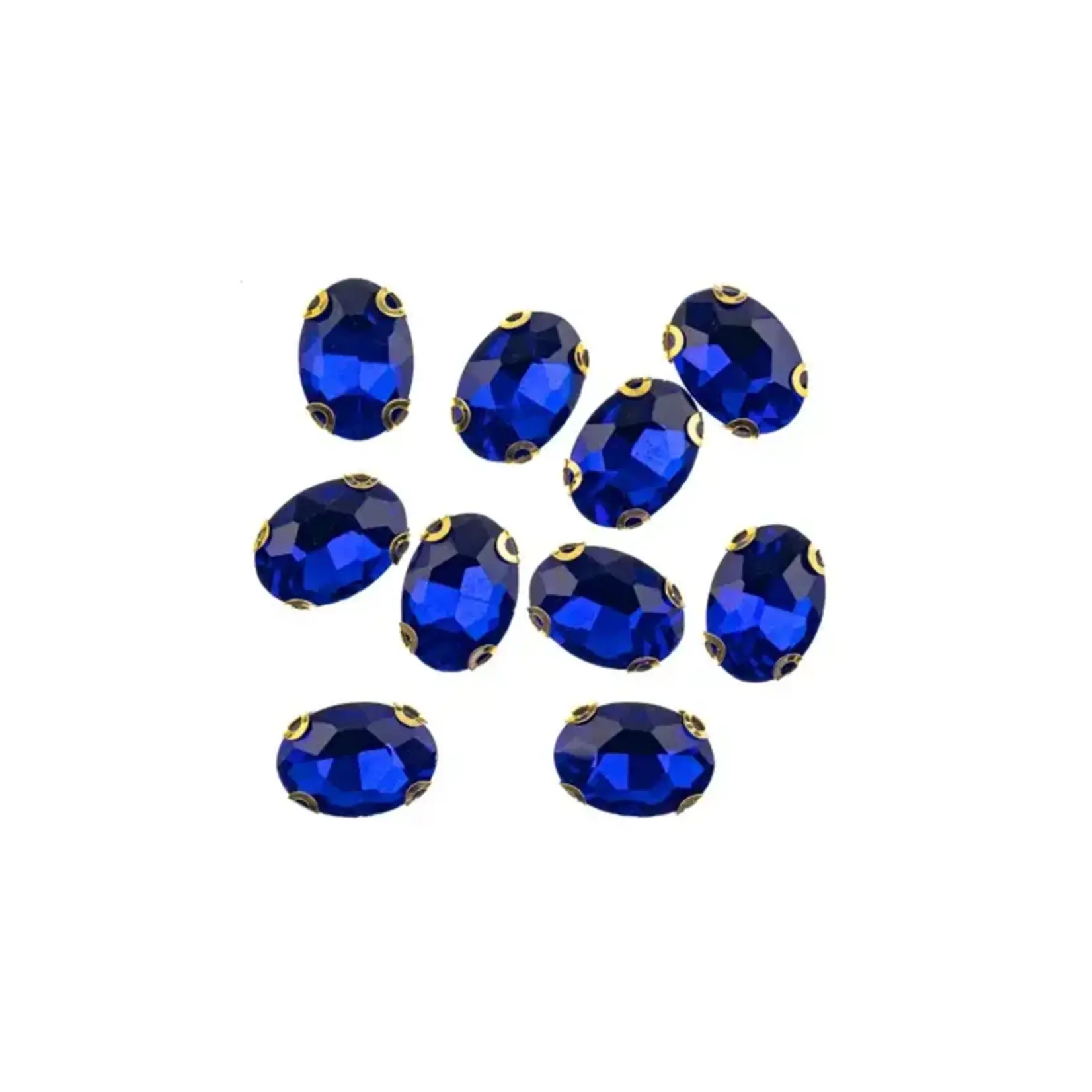 Crystal Lane DIY Sew on Rhinestone 10 x 14 mm Gold Setting/Sapphire   20pcs