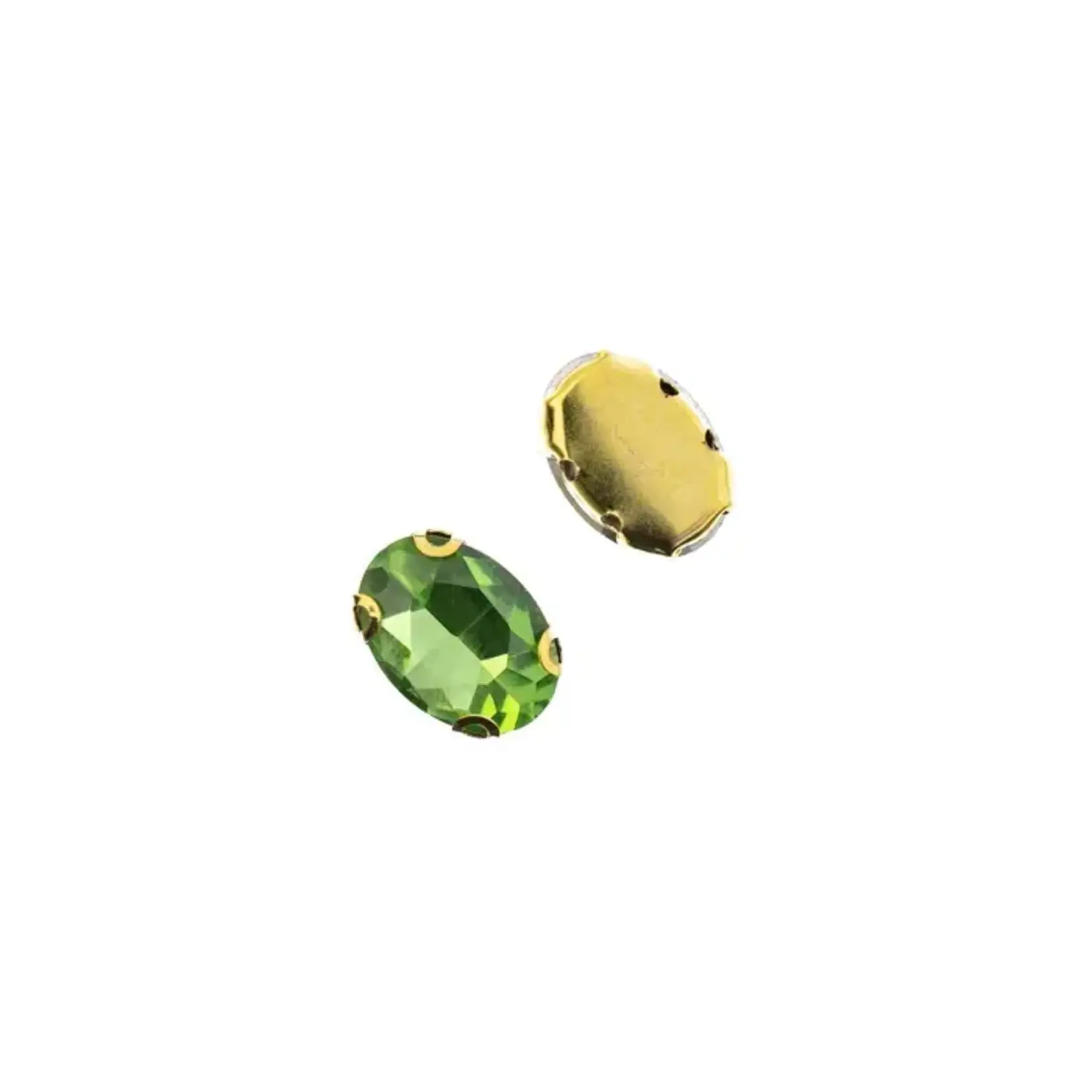 Crystal Lane DIY Sew on Rhinestone 10 x 14 mm Gold Setting/Peridot  20pcs