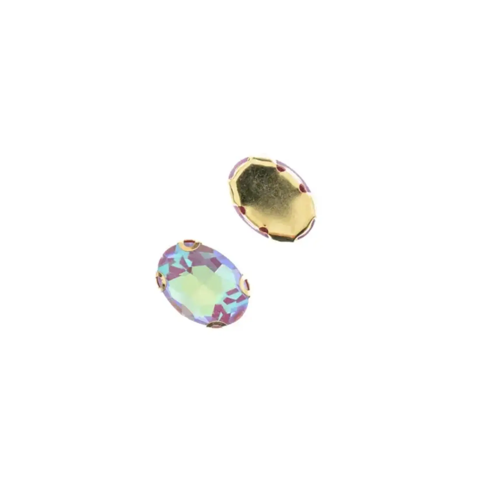 Crystal Lane DIY Sew on Rhinestone 10 x 14 mm Gold Setting/Neon Purple AB   20pcs