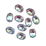 Crystal Lane DIY Sew on Rhinestone 10 x 14 mm Gold Setting/Neon Blue AB   20pcs