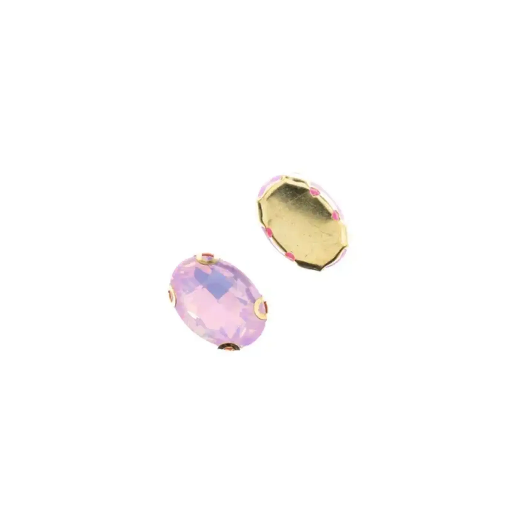Crystal Lane DIY Sew on Rhinestone 10 x 14 mm Gold Setting/Light Pink Opal   20pcs