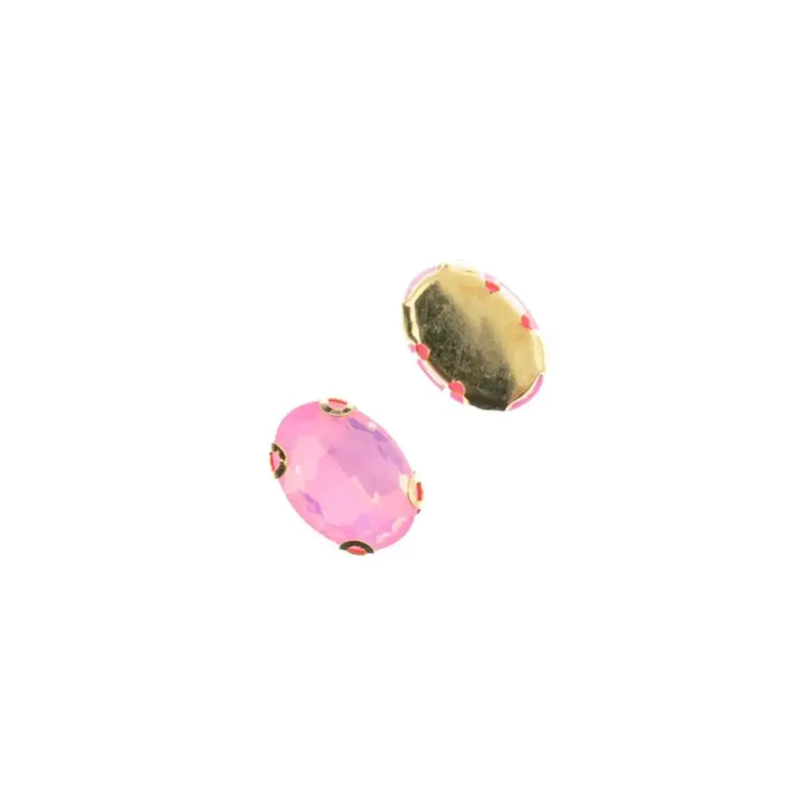 Crystal Lane DIY Sew on Rhinestone 10 x 14 mm Gold Setting/Hot Pink Opal   20pcs