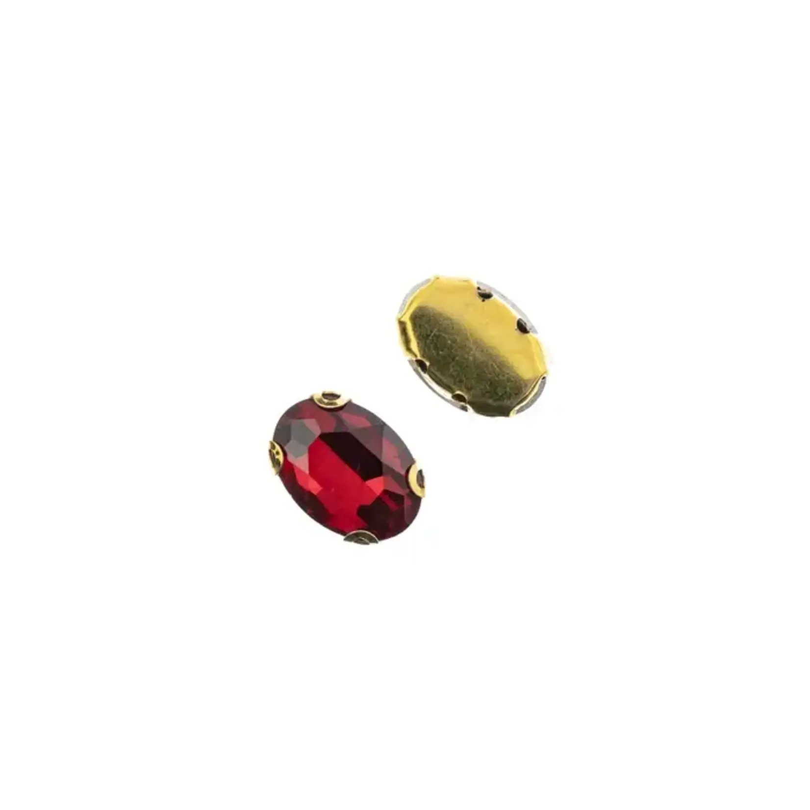 Crystal Lane DIY Sew on Rhinestone 10 x 14 mm Gold Setting/Garnet   20pcs