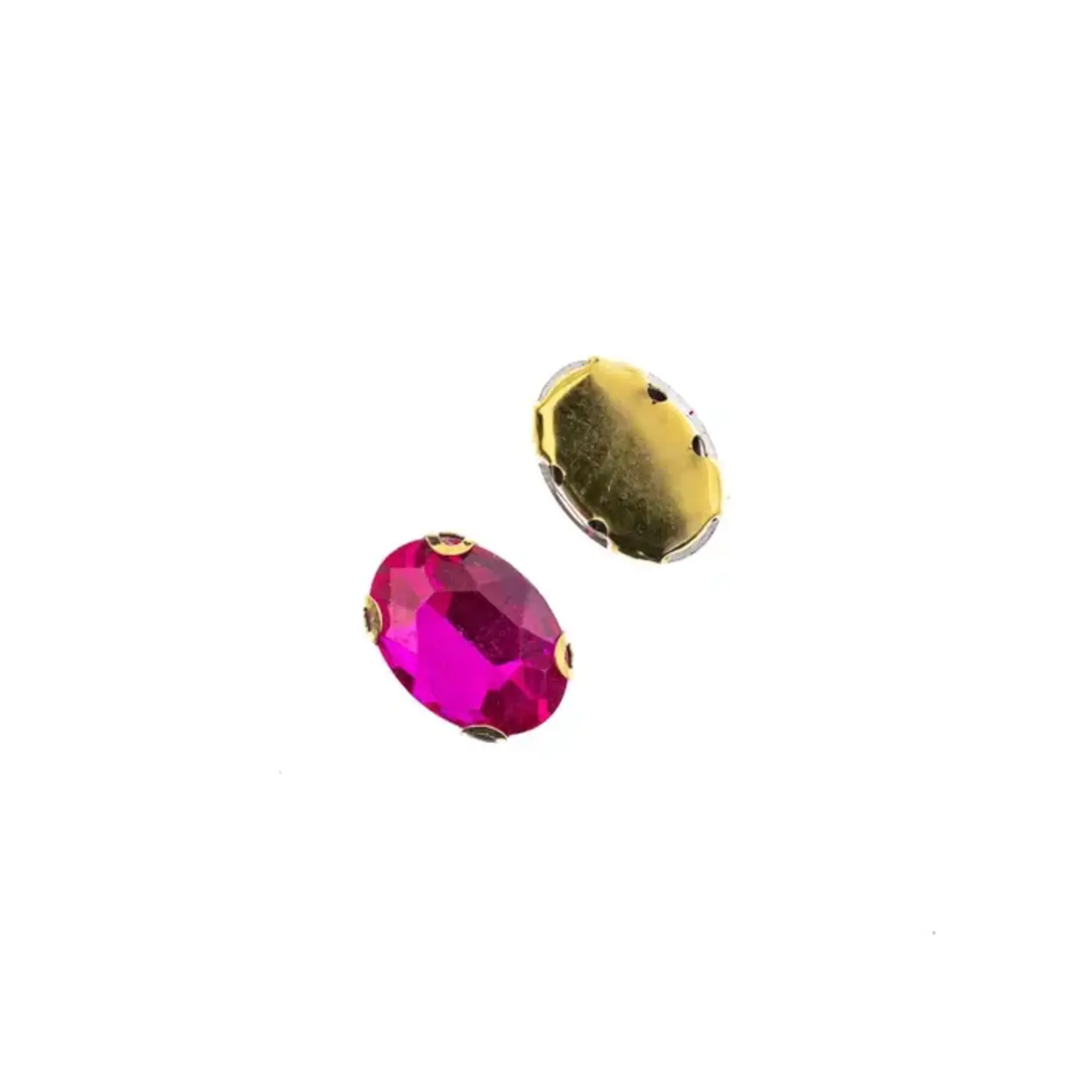 Crystal Lane DIY Sew on Rhinestone 10 x 14 mm Gold Setting/Fuchsia   20pcs