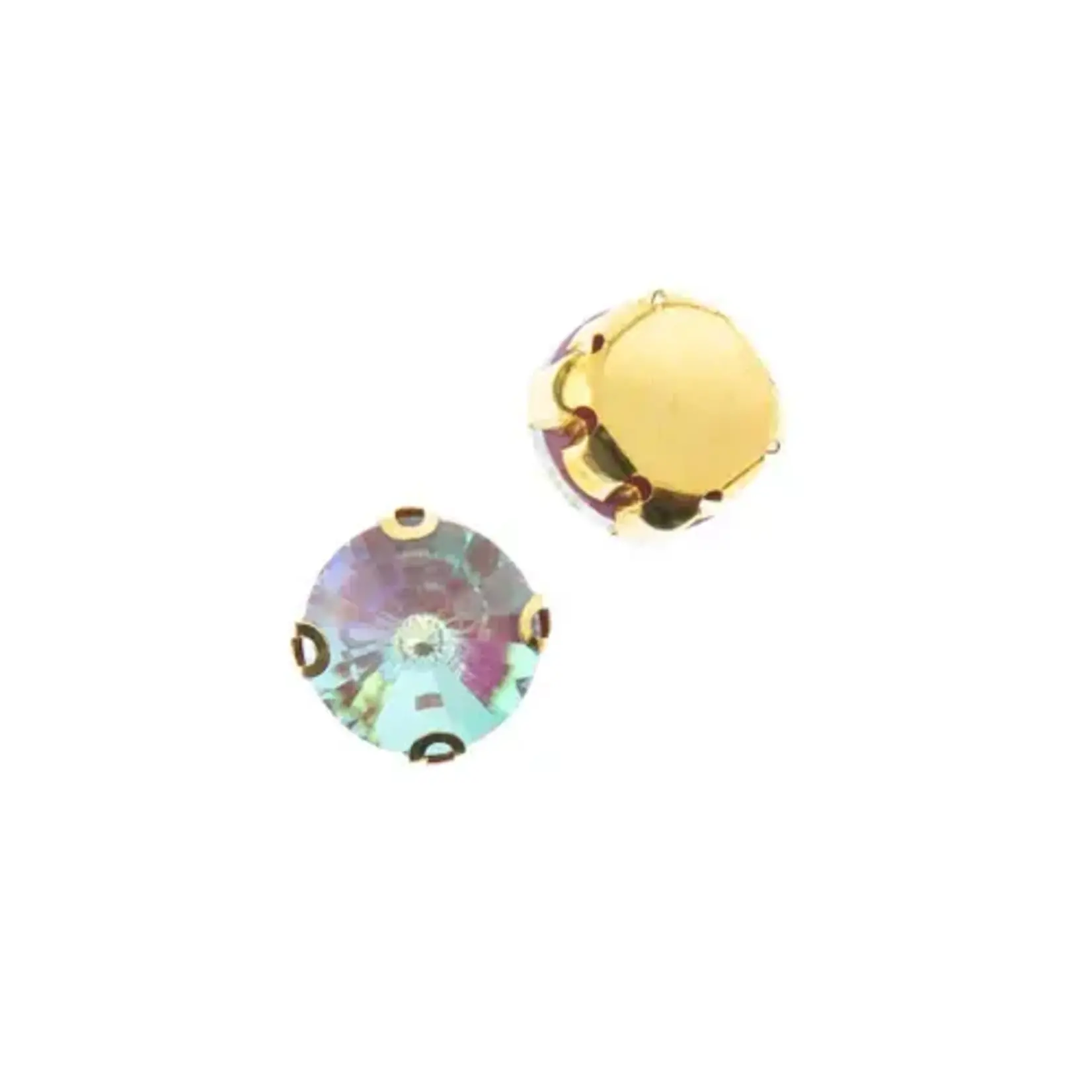 Crystal Lane DIY Sew on Rhinestone 10 mm Gold Setting/ Neon Purple AB  20pcs