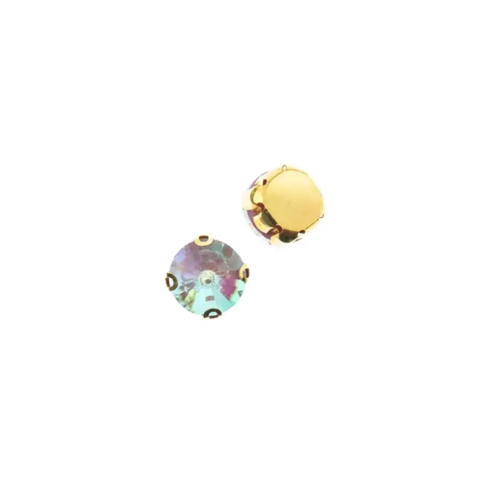 Crystal Lane DIY Sew on Rhinestone 10 mm Gold Setting/ Neon Purple AB  20pcs