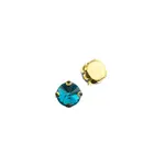 Crystal Lane DIY Sew on Rhinestone 10 mm Gold Setting/ Teal  20pcs