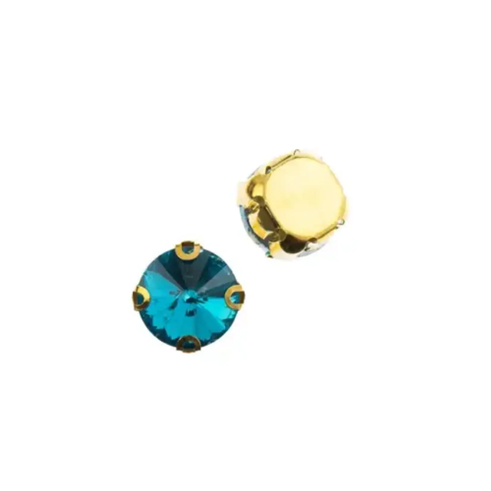 Crystal Lane DIY Sew on Rhinestone 10 mm Gold Setting/ Teal  20pcs