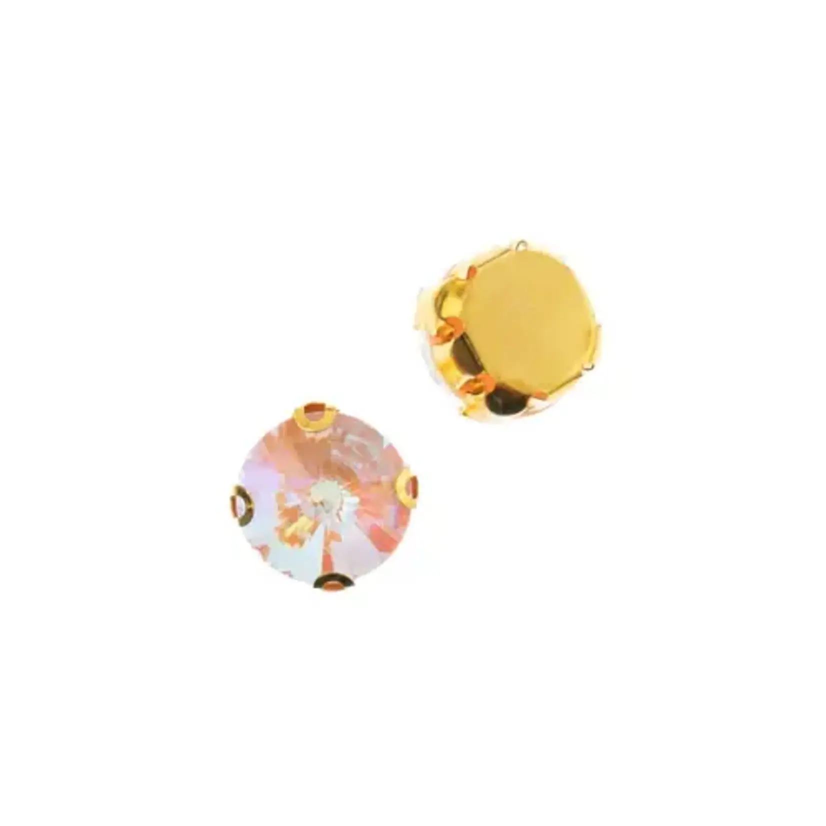 Crystal Lane DIY Sew on Rhinestone 10 mm Gold Setting/ Pink AB  20pcs
