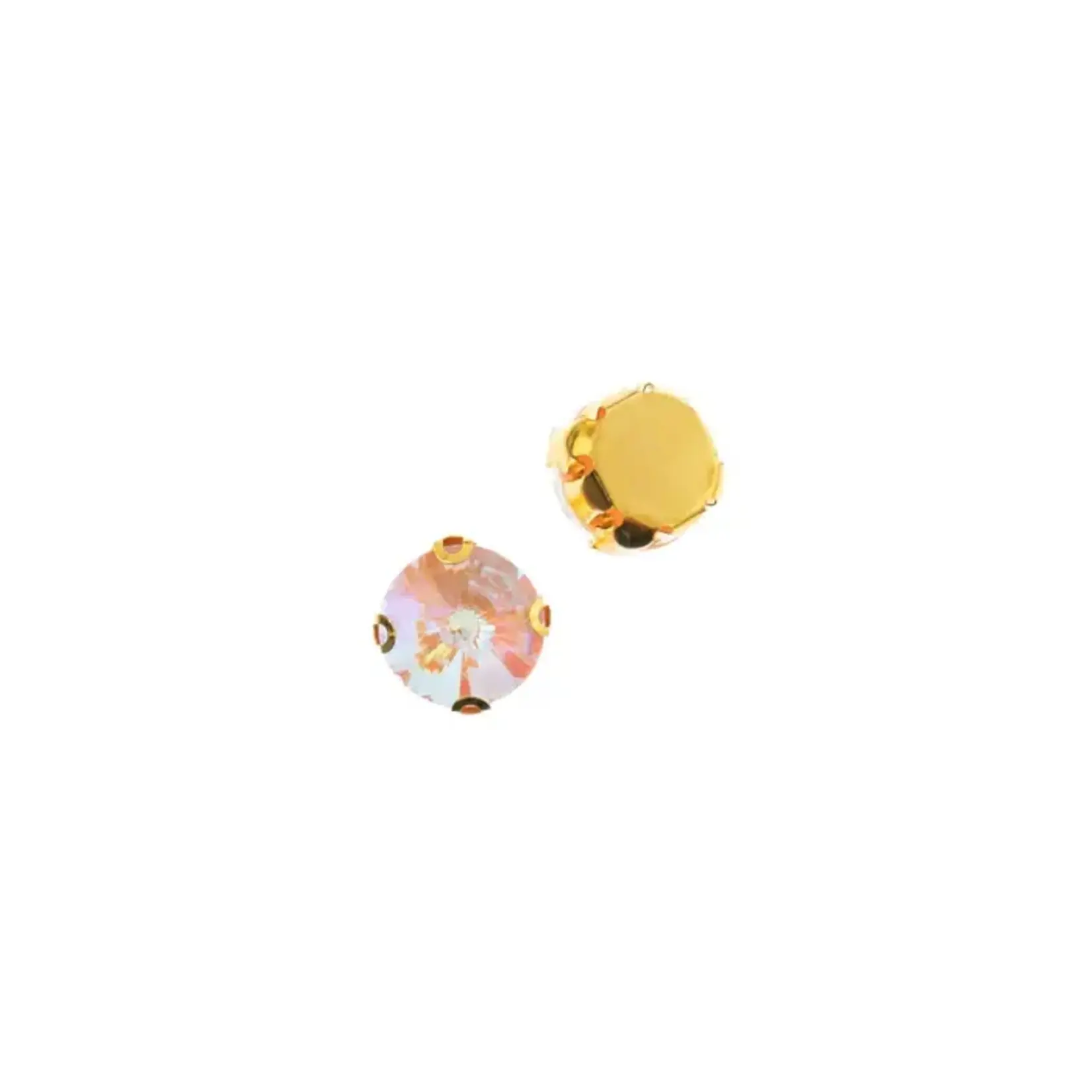 Crystal Lane DIY Sew on Rhinestone 10 mm Gold Setting/ Pink AB  20pcs