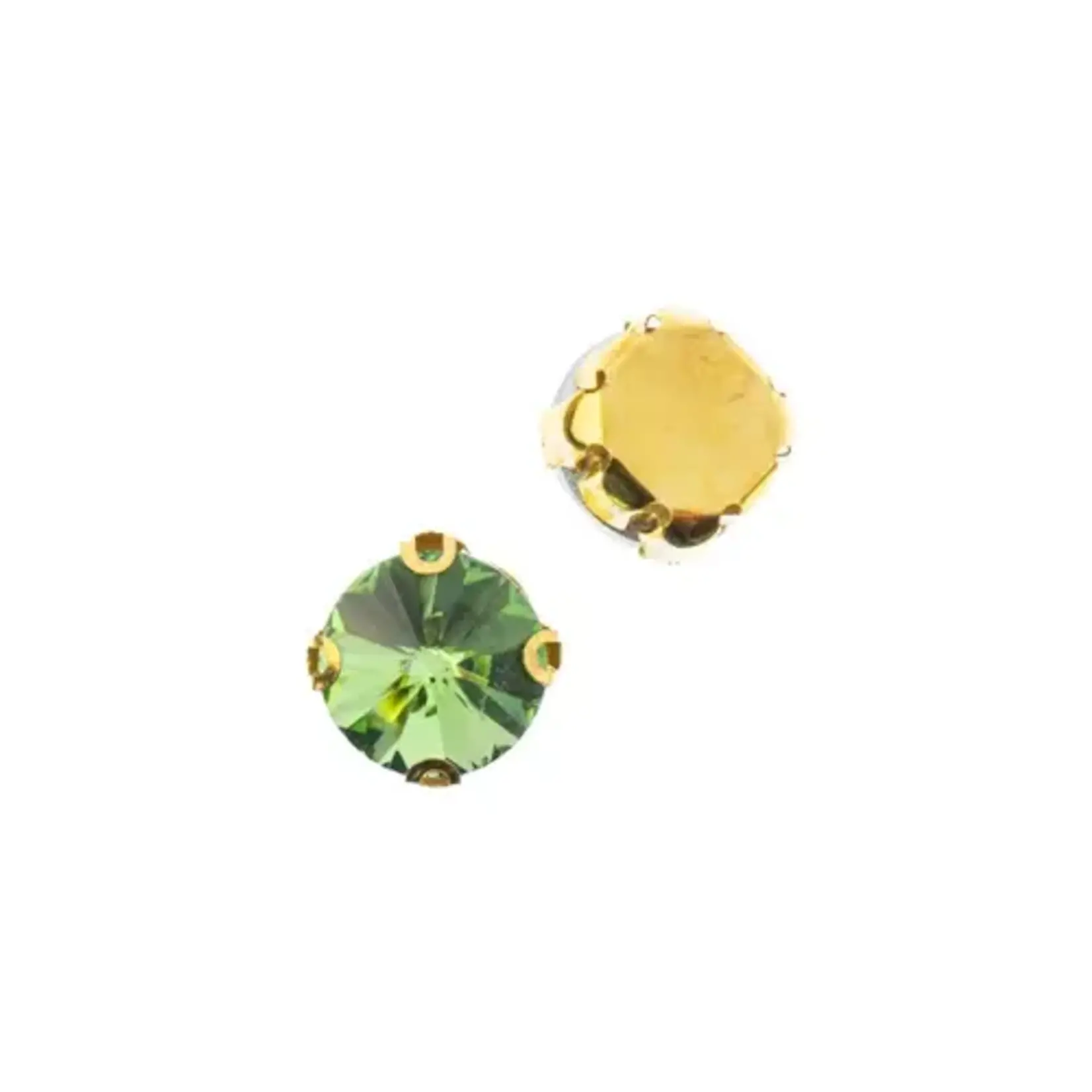 Crystal Lane DIY Sew on Rhinestone 10 mm Gold Setting/ Peridot 20pcs