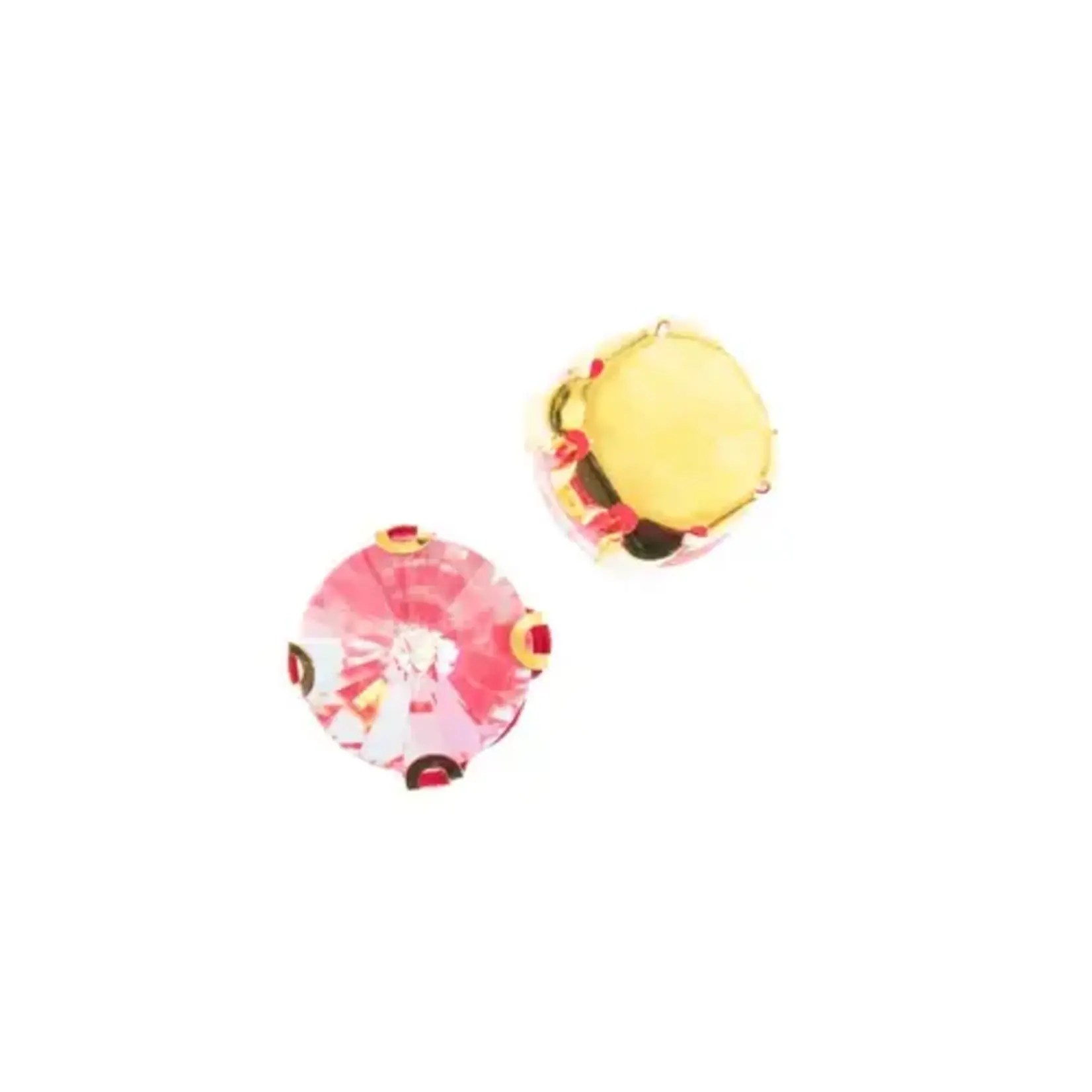 Crystal Lane DIY Sew on Rhinestone 10 mm Gold Setting/ Neon Fuchsia AB  20pcs