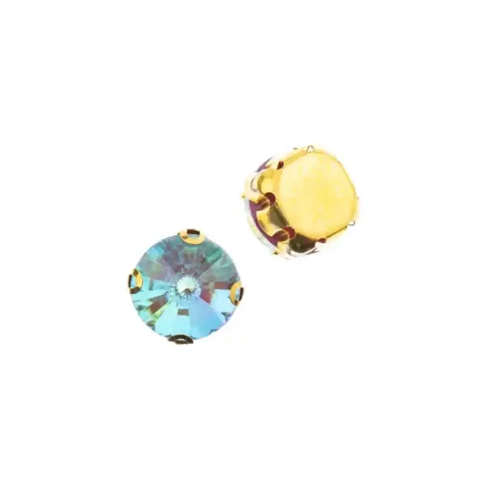 Crystal Lane DIY Sew on Rhinestone 10 mm Gold Setting/ Neon Blue AB  20pcs