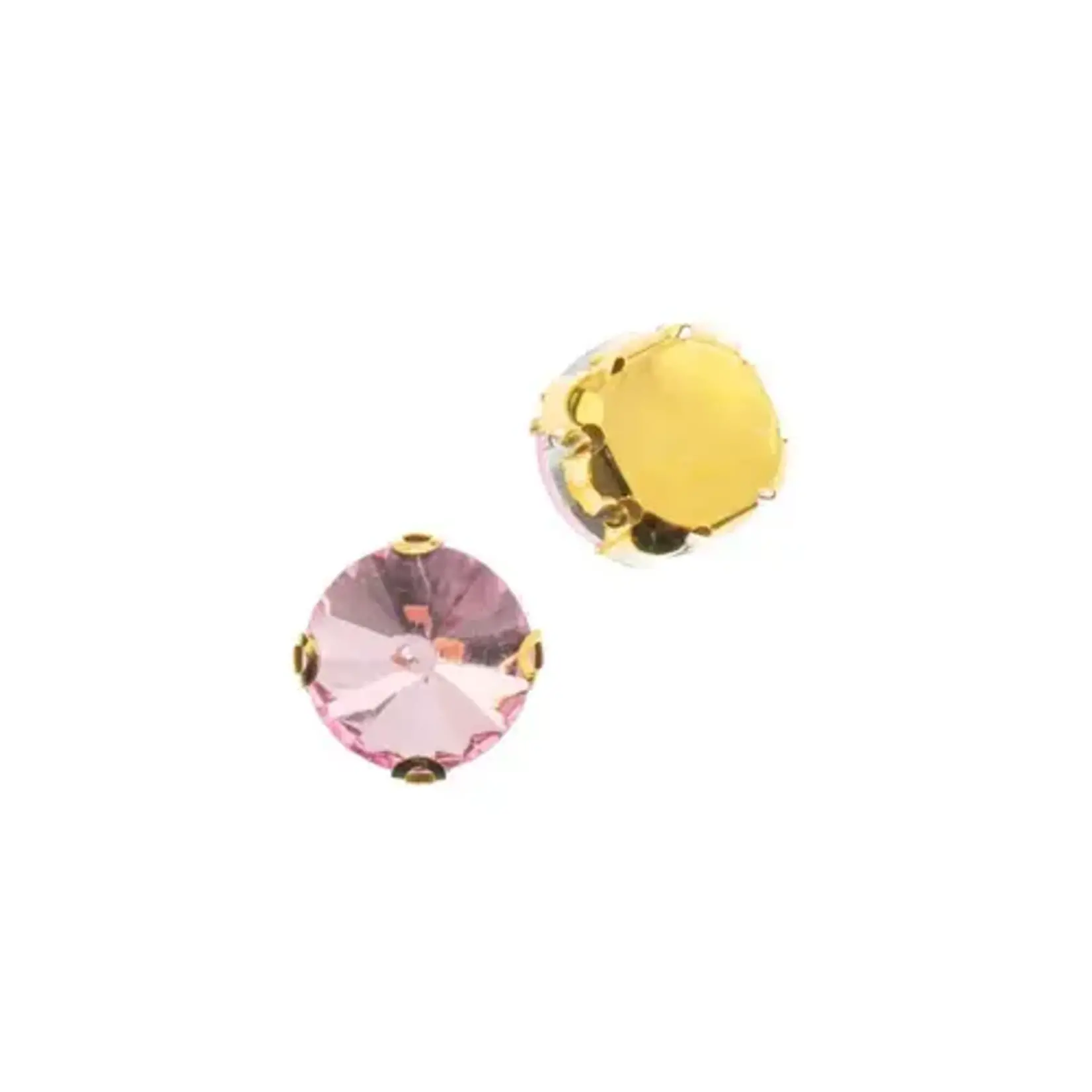 Crystal Lane DIY Sew on Rhinestone 10 mm Gold Setting/ Light Pink 20pcs
